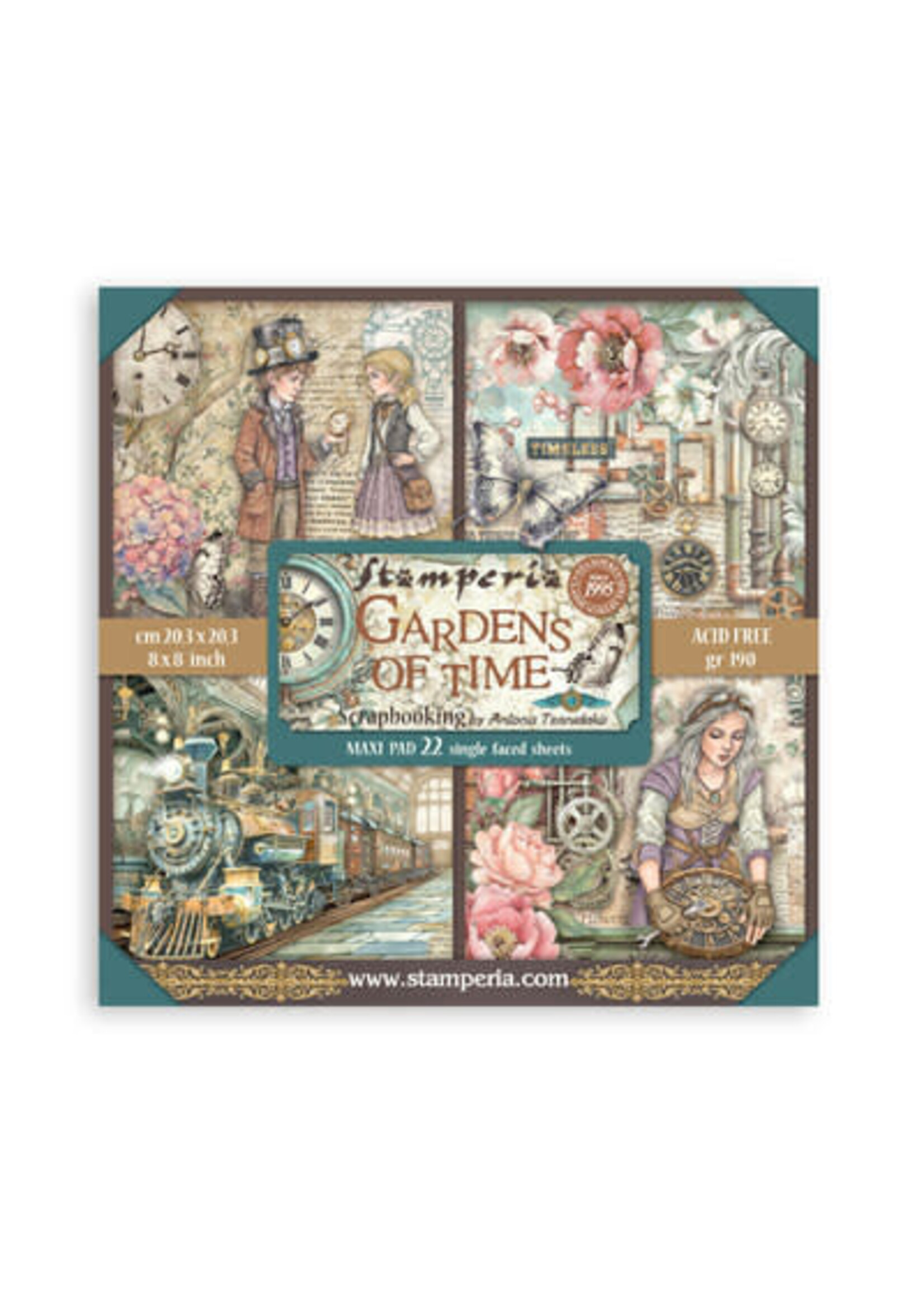 SBBSXB24 - Stamperia Papierblok Klein Enkelzijdig – Gardens of Time