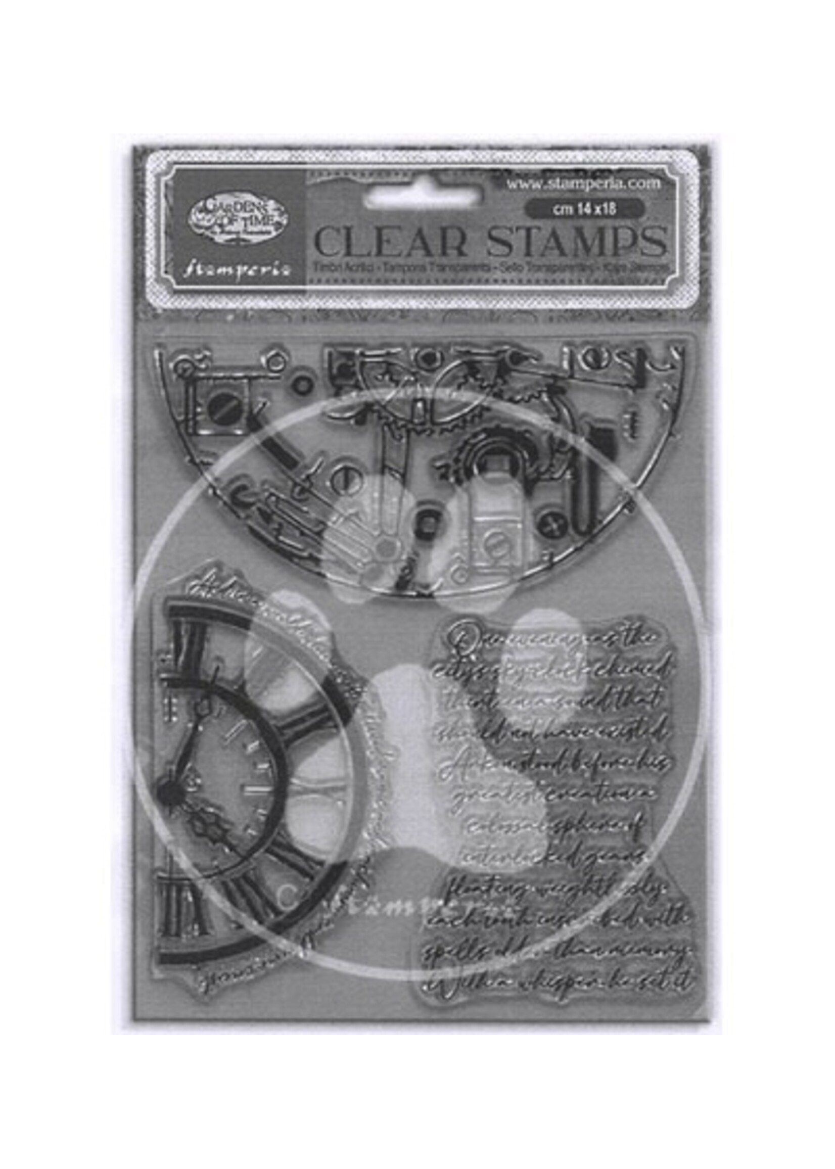 WTK240 - Stamperia Acrylstempel – Gardens of Time Half Clocks