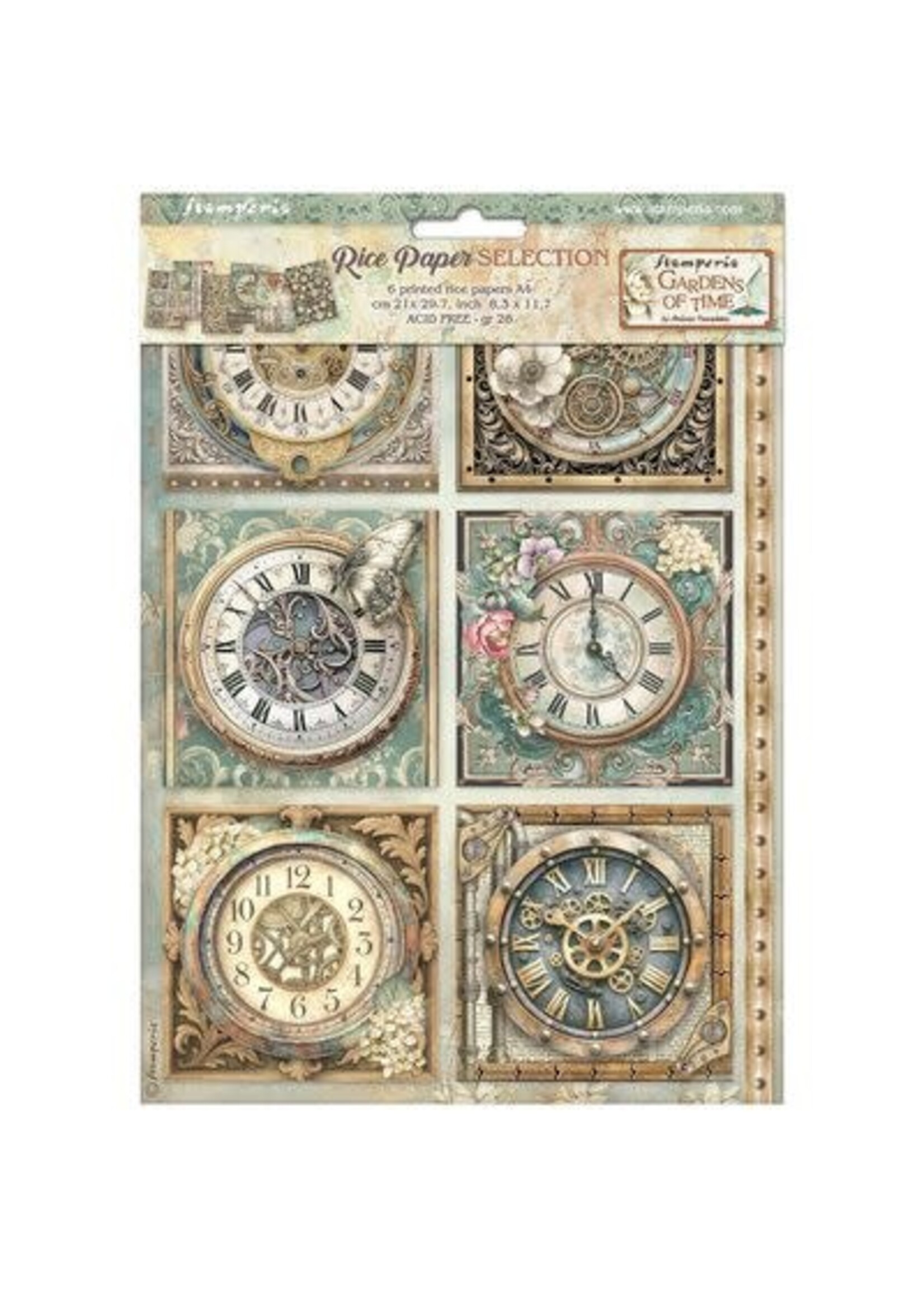 DFSA4XTM - Stamperia Rice Paper A4 Selectie – Gardens of Time