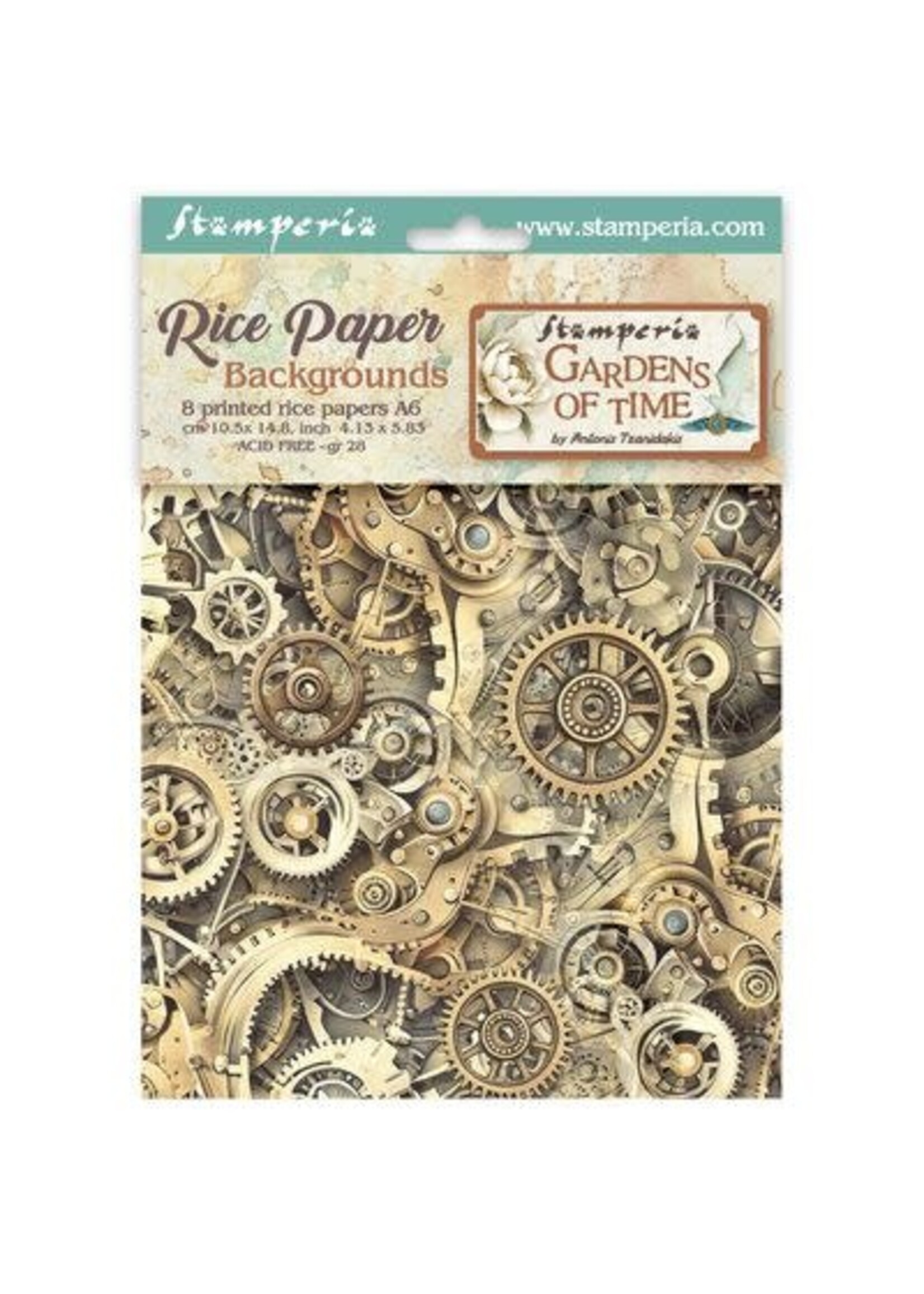 DFSAK6053 - Stamperia Rice Paper Achtergronden A6 Selectie – Gardens of Time