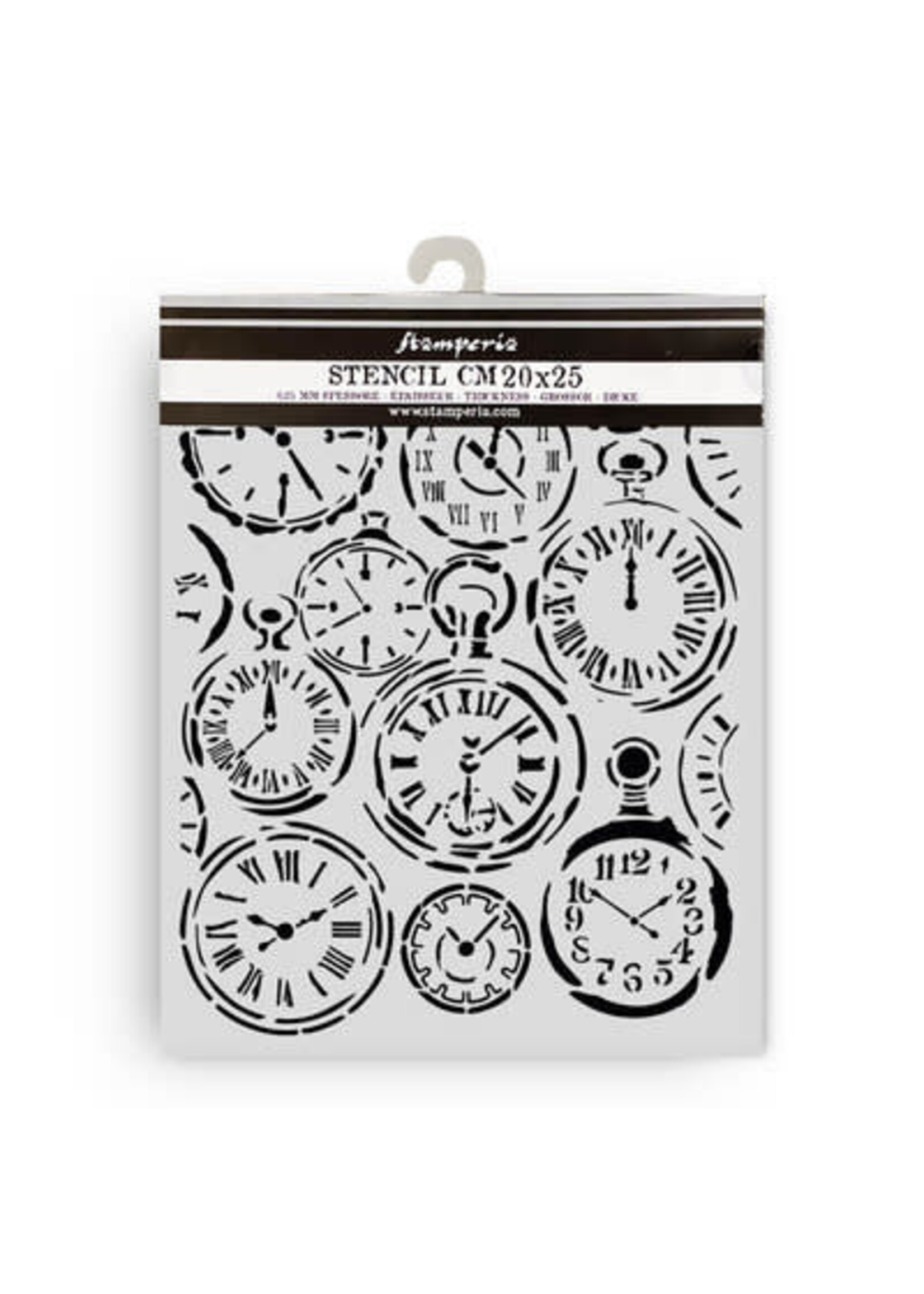 KSTD203 - Stamperia Sjabloon 20 x 25 cm – Gardens of Time Mixed Clocks
