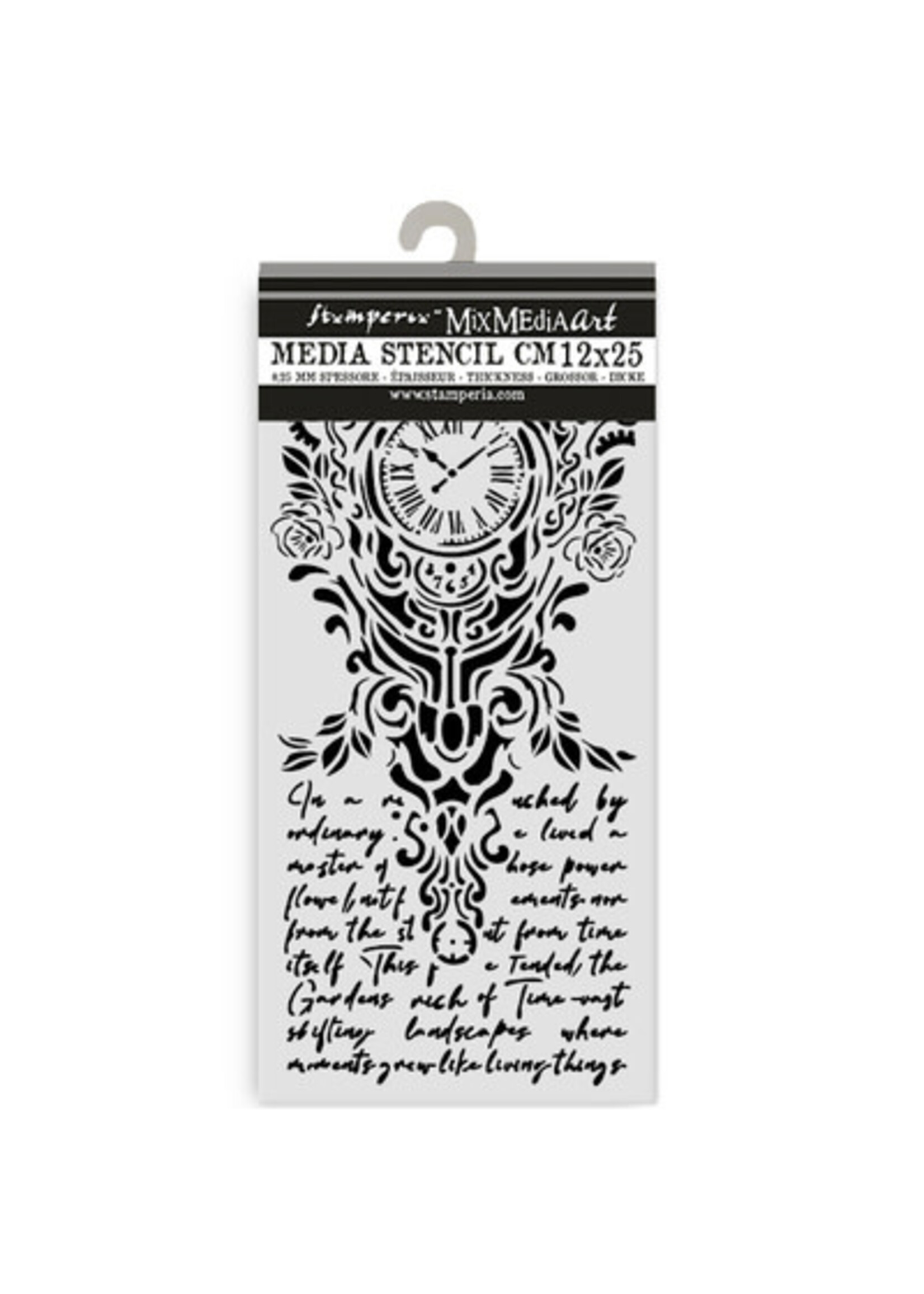 KSTDL157 - Stamperia Sjabloon 12 x 25 cm – Gardens of Time Clock and Writing