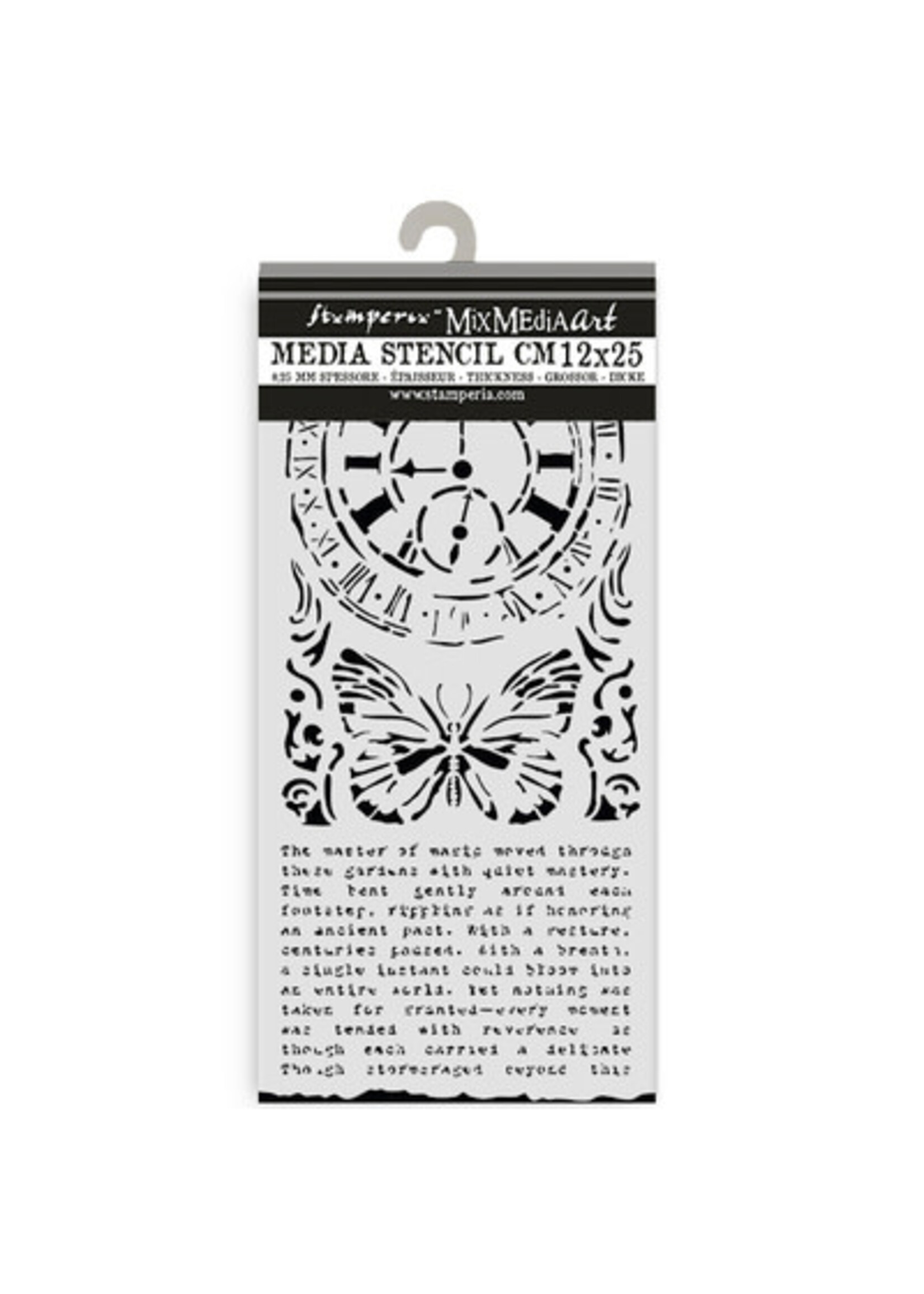 KSTDL158 - Stamperia Sjabloon 12 x 25 cm – Gardens of Time Clock and Butterfly