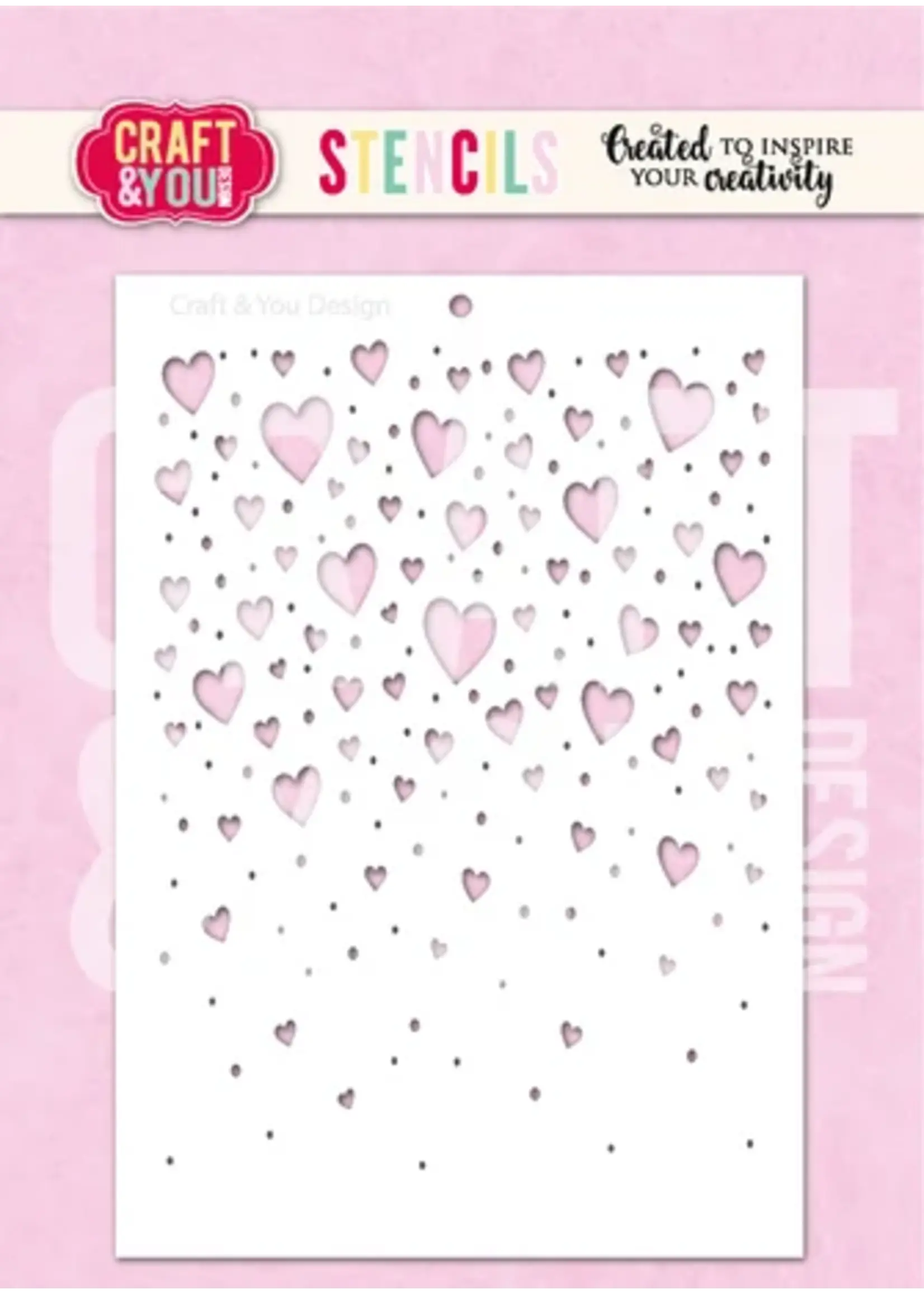 Floating Hearts A6 Stencil (SC019)