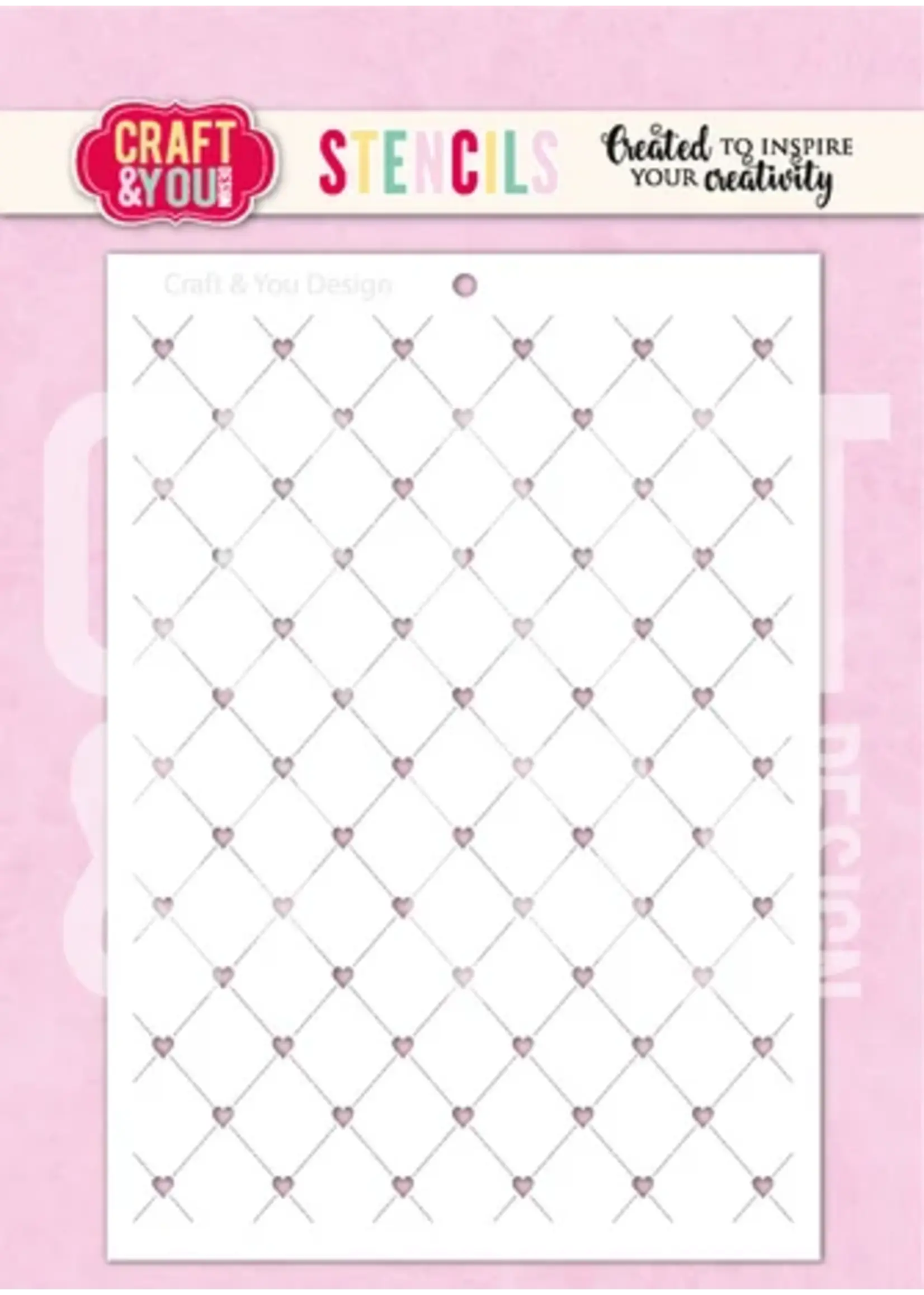 Heart Grid A6 Stencil (SC017)