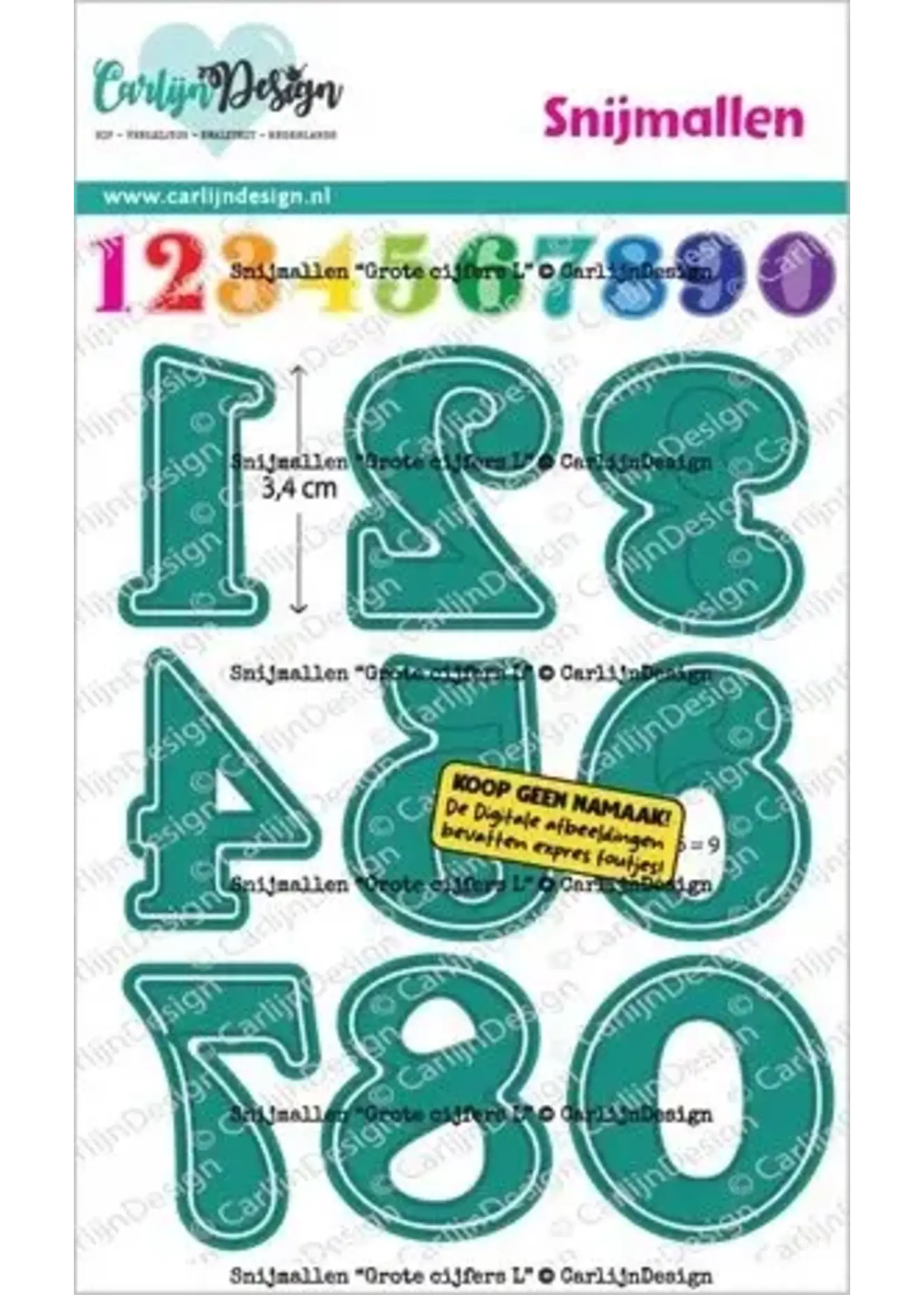 Snijmallen Grote Cijfers L by CarlijnDesign (CDSN-0371)