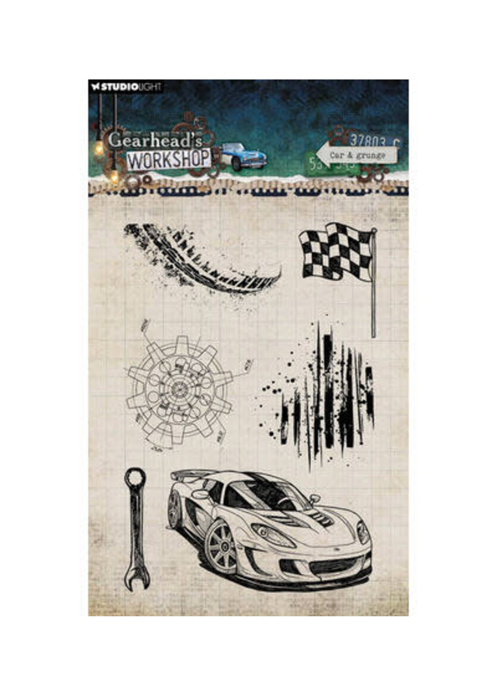 SL-GW-STAMP945 - Car & Grunge Gearhead's Workshop nr. 945
