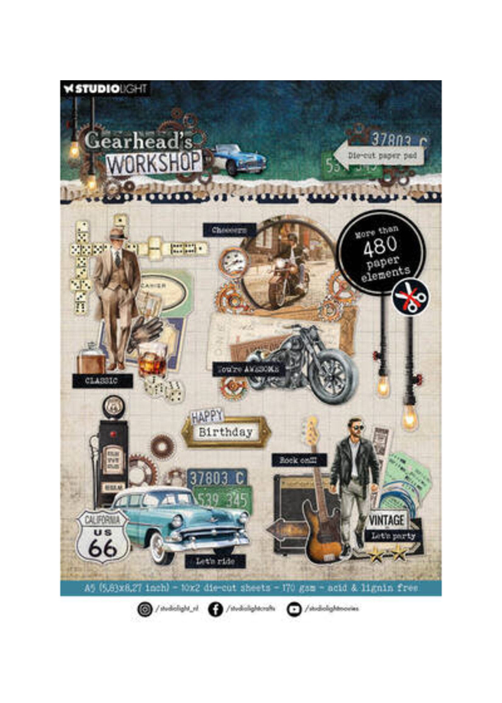 SL-GW-DCPP469 - Die-cut elements Gearhead's Workshop - 20 sheets nr. 469