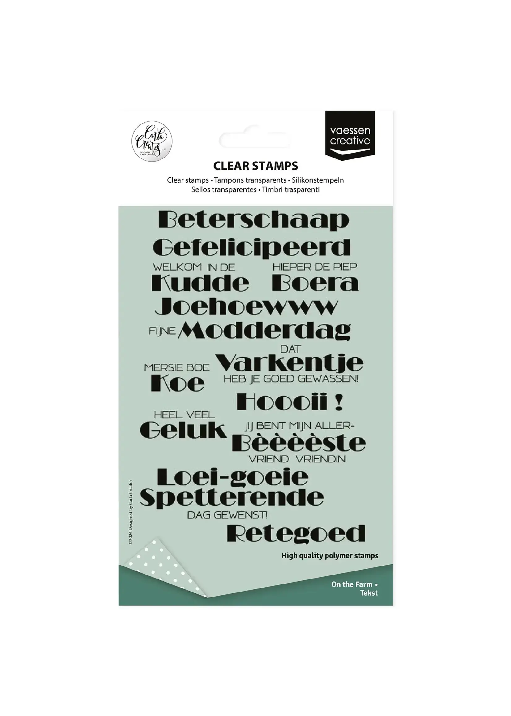 Vaessen Creative • Clear Stamps by Carla Creates Tekst On the Farm 27st. Vaessen Creative CAR0406