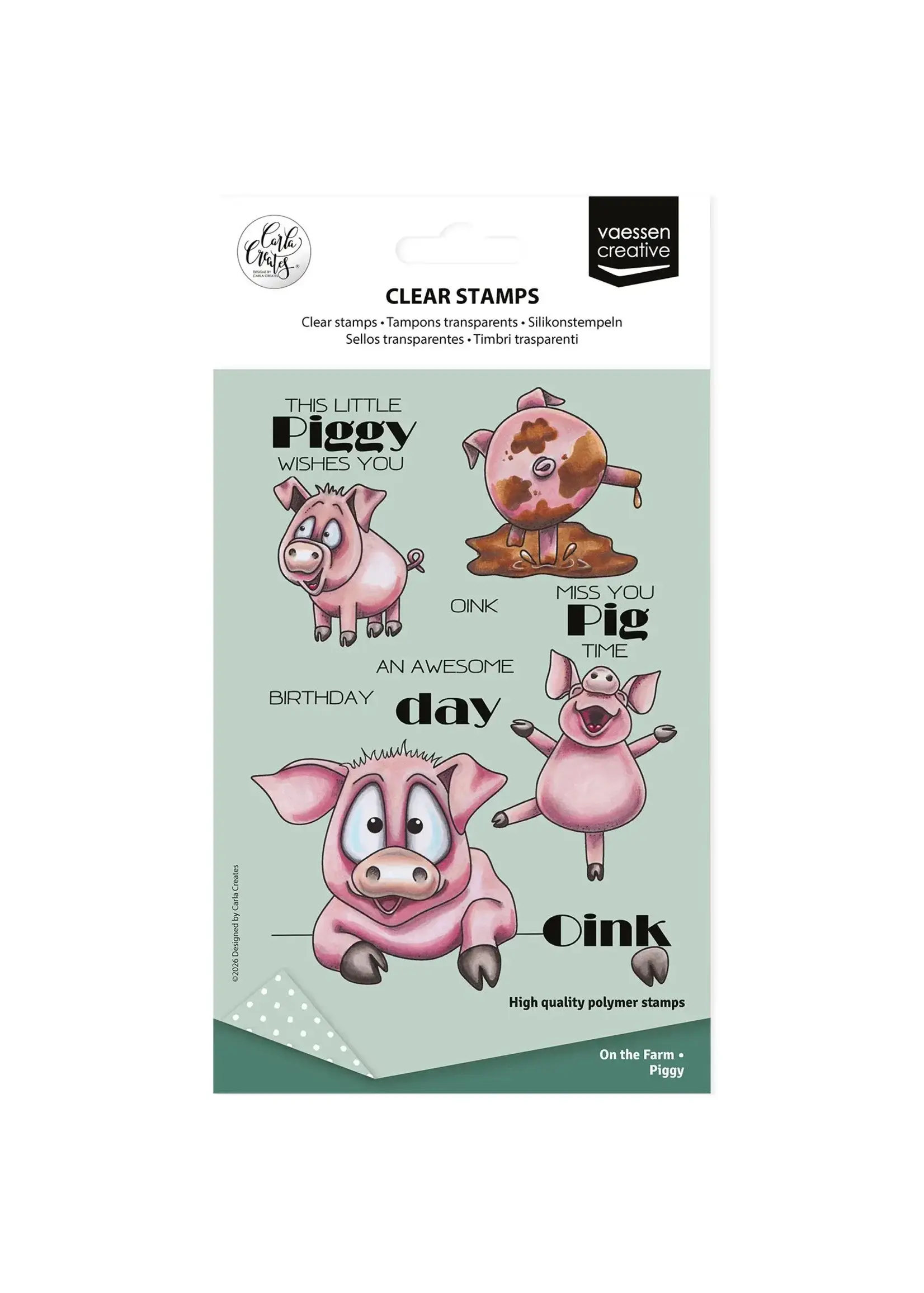 Vaessen Creative • Clear Stamps by Carla Creates Piggy on the Farm 19st. Vaessen Creative CAR0404