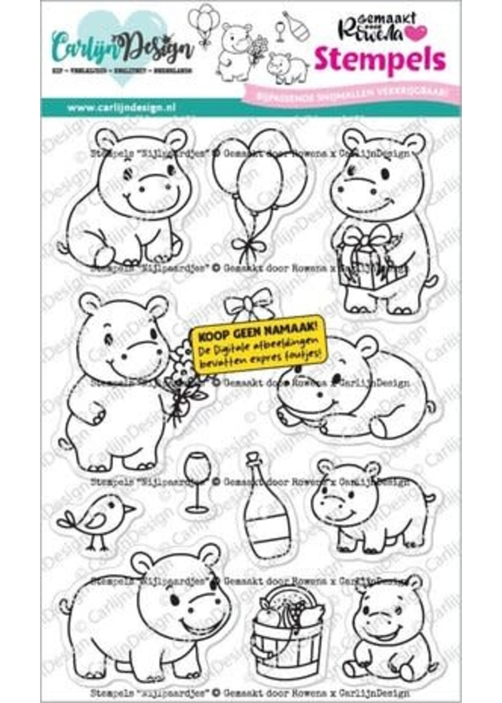 Stempels Nijlpaardjes by Gemaakt door Rowena (CDST-0173