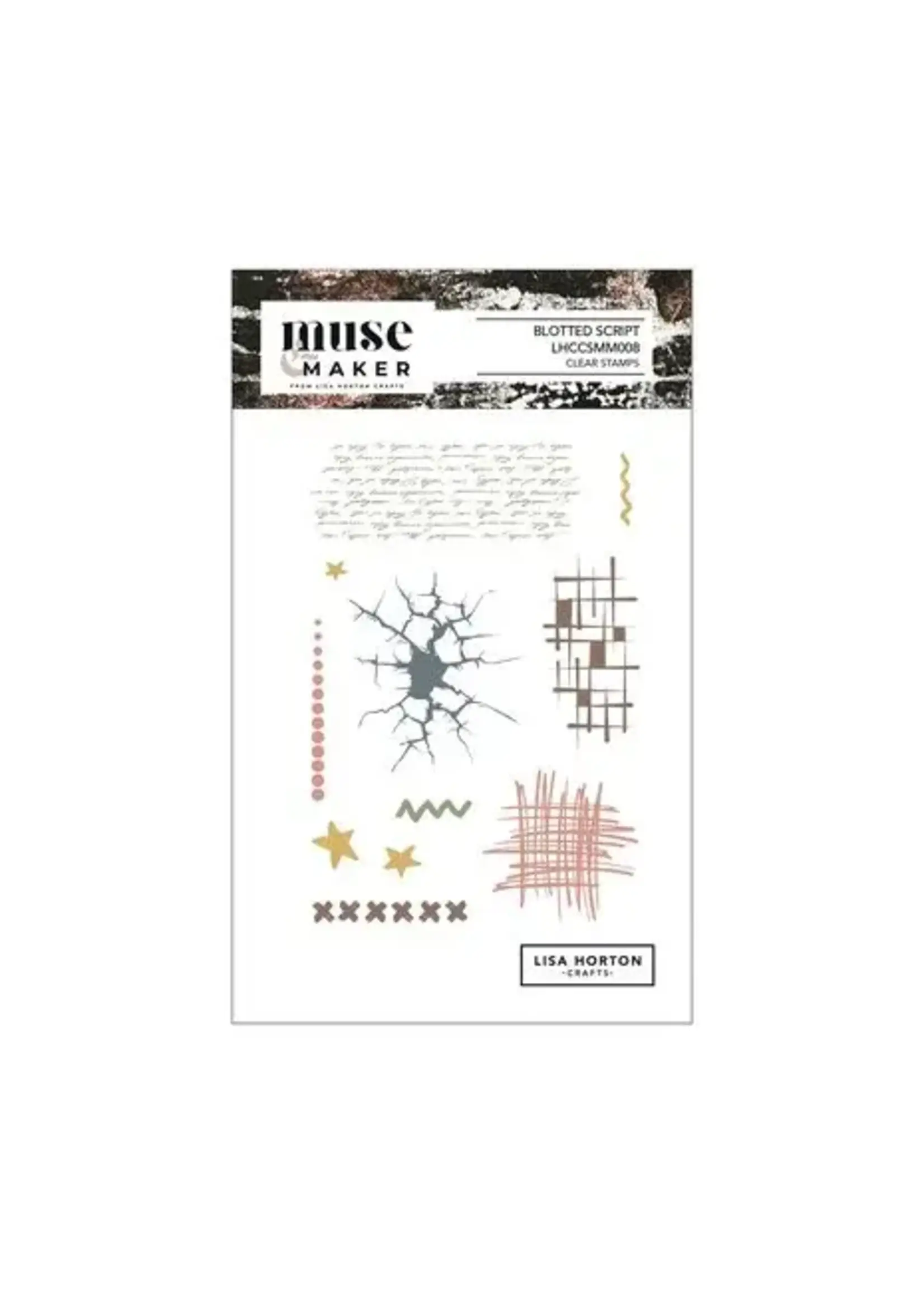 Muse & Maker A6 Clear Stamp Set Blotted Script (LHCCSMM008)