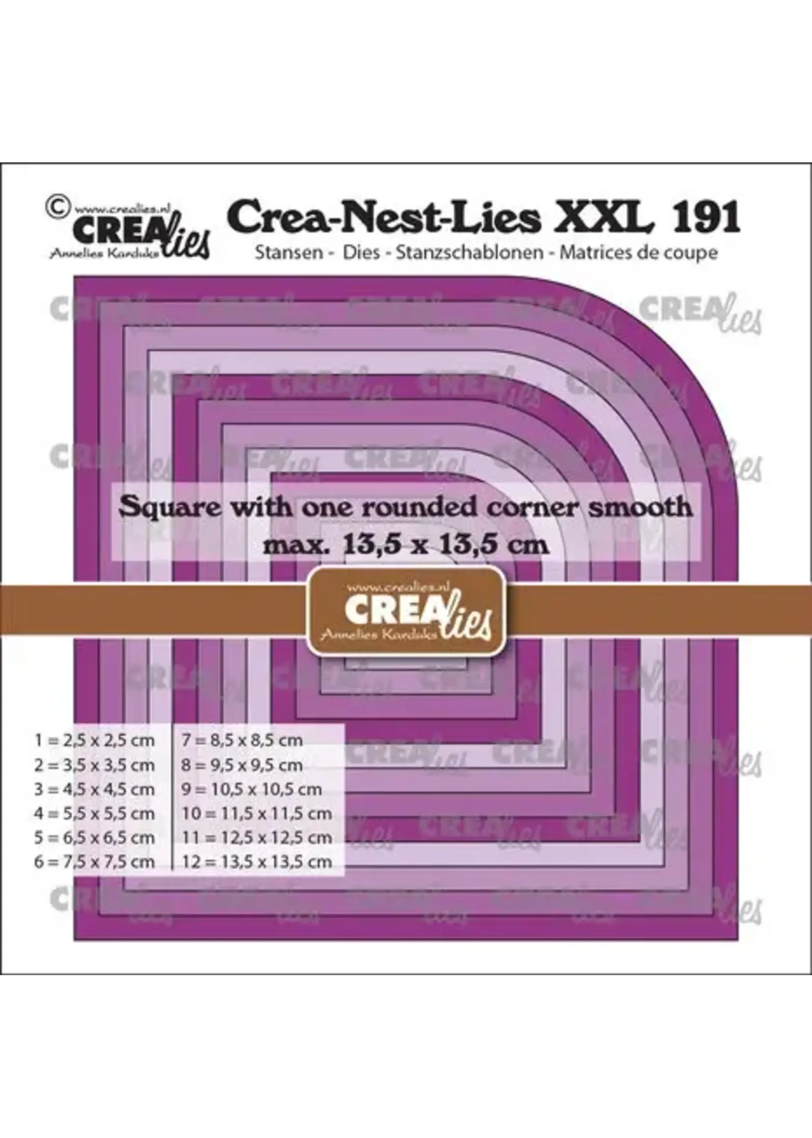Crea-Nest-Lies XXL Snijblokken met één afgeronde hoek glad (CLNestXXL191)