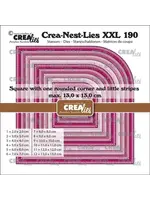 Crea-Nest-Lies XXL matrijs-vierkanten met één afgeronde hoek en kleine strepen (CLNestXXL190)