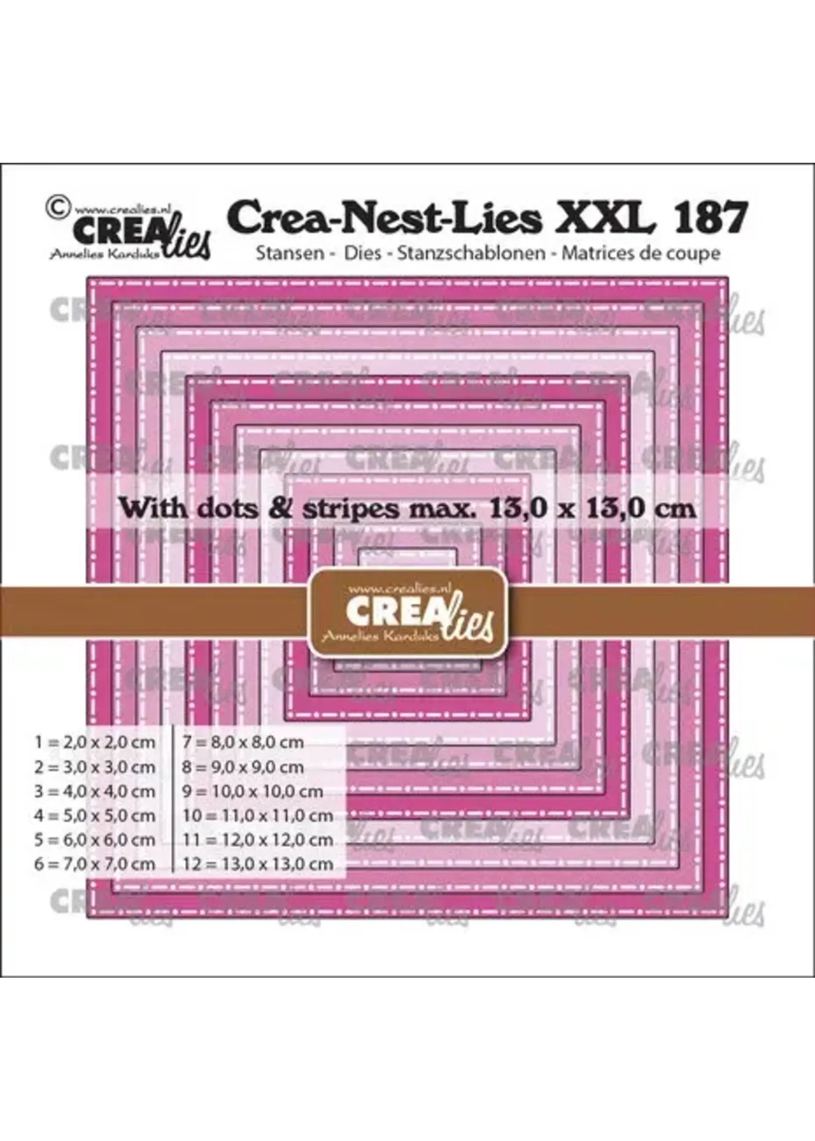 Crea-Nest-Lies XXL Sterf Vierkanten met Stippen en Strepen (CLNestXXL187)