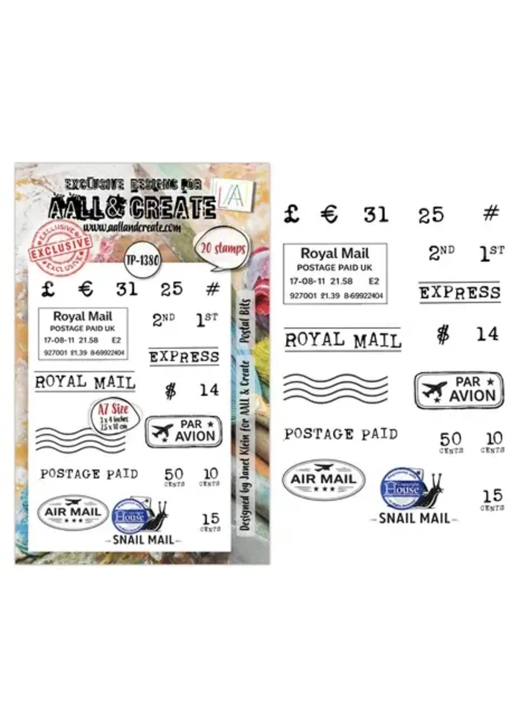 Post & Ink A7 Stamp Sets Postal Bits by Janet Klein (AALL-TP-1380)