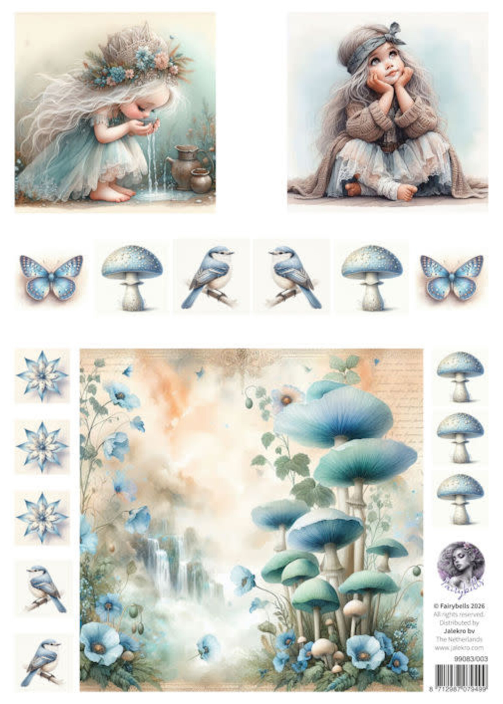 Fairybells combi knipvel voor pop-up en decoupage - blauw B