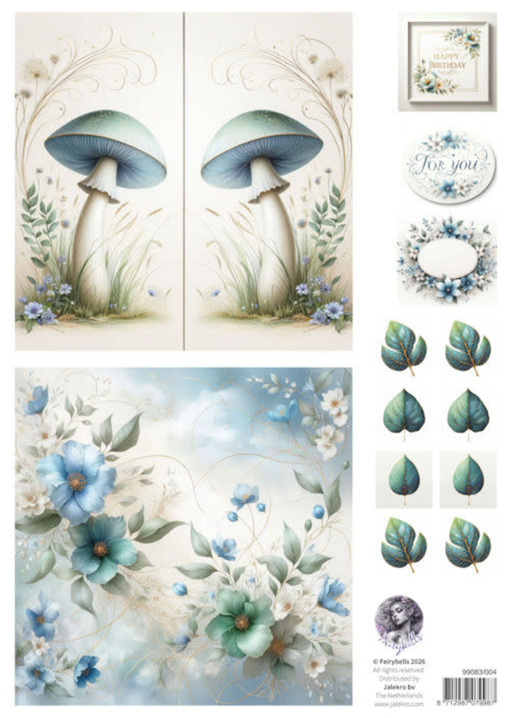 Fairybells combi knipvel voor pop-up en decoupage - blauw C