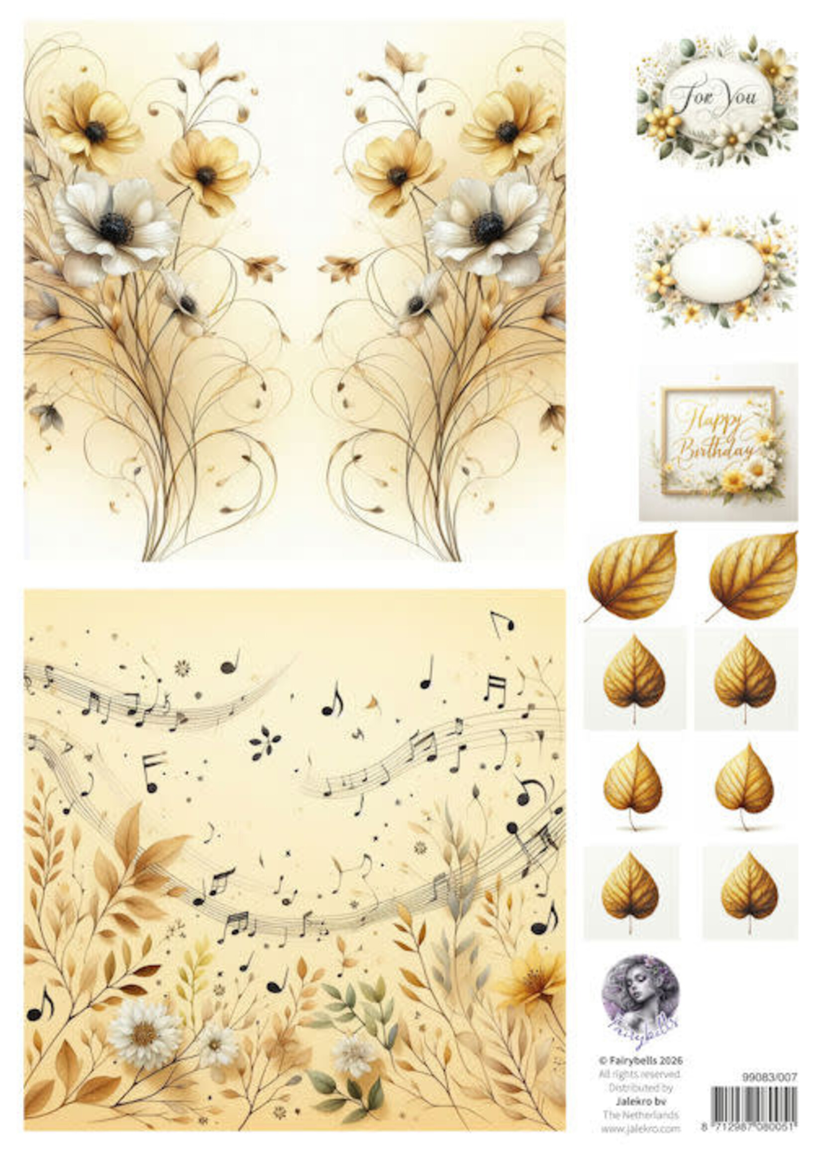 Fairybells combi knipvel voor pop-up en decoupage - geel C