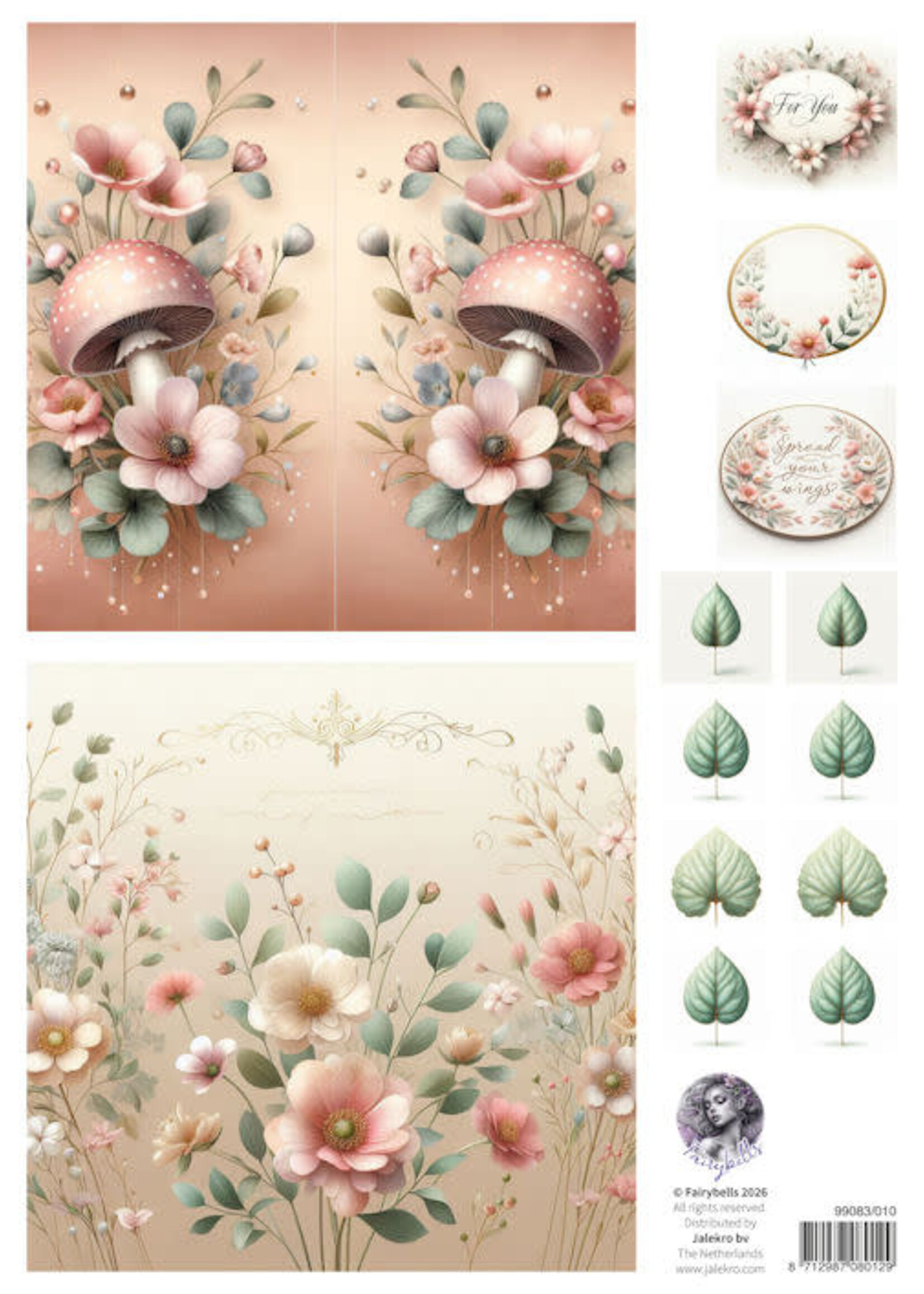 Fairybells combi knipvel voor pop-up en decoupage - roze C
