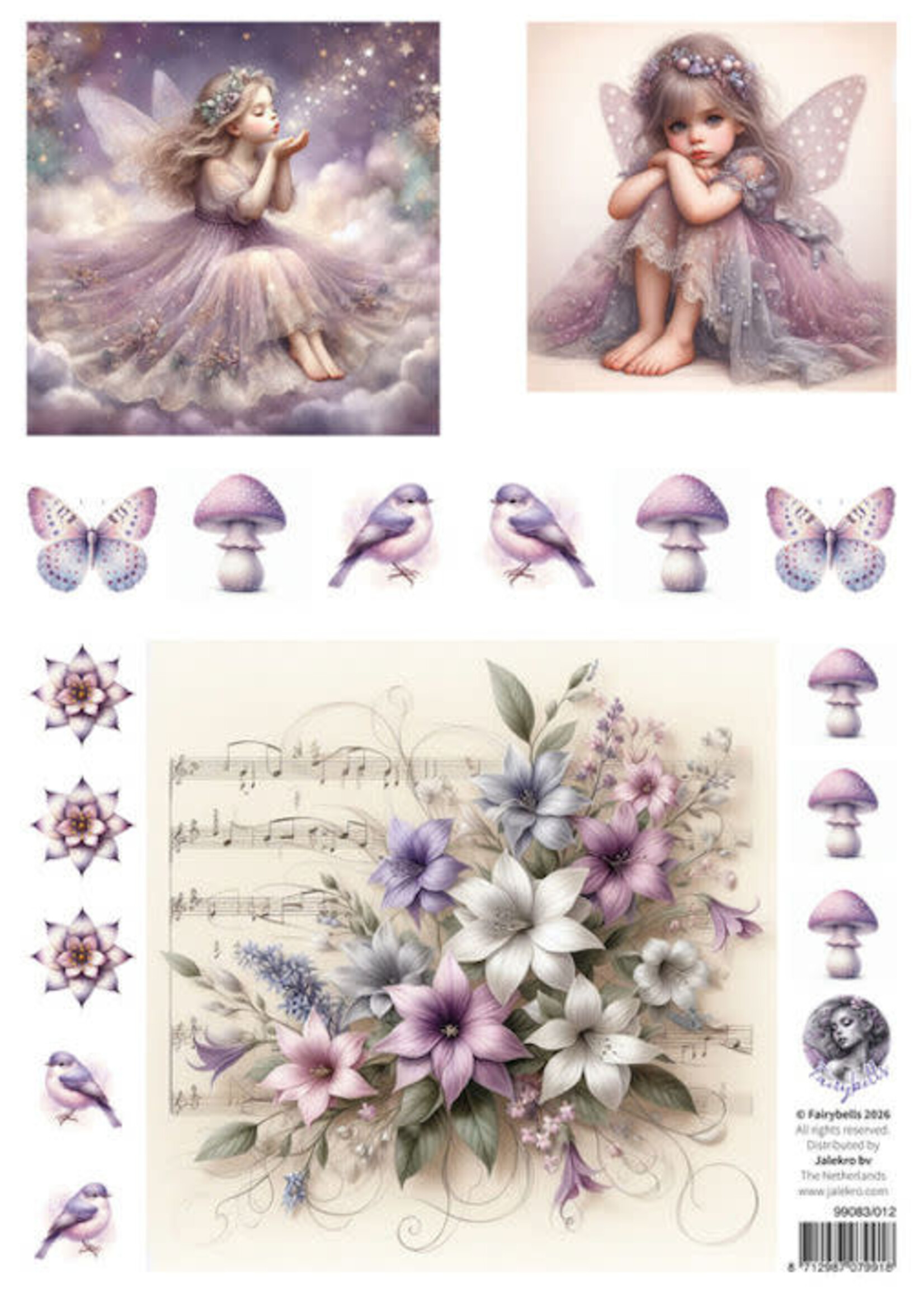 Fairybells combi knipvel voor pop-up en decoupage - lila B