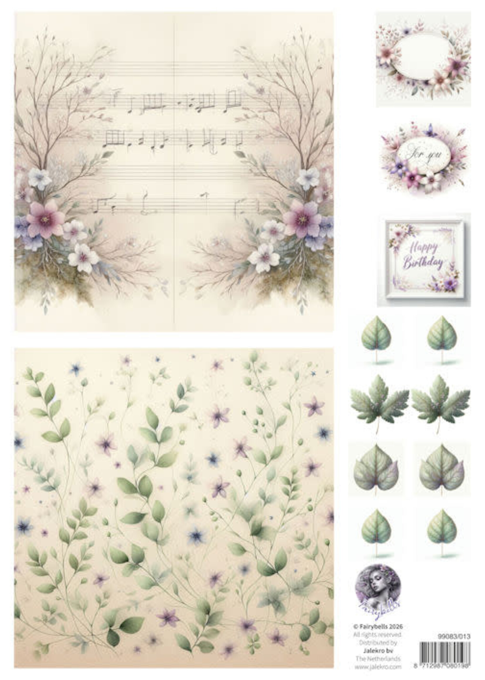 Fairybells combi knipvel voor pop-up en decoupage - lila C