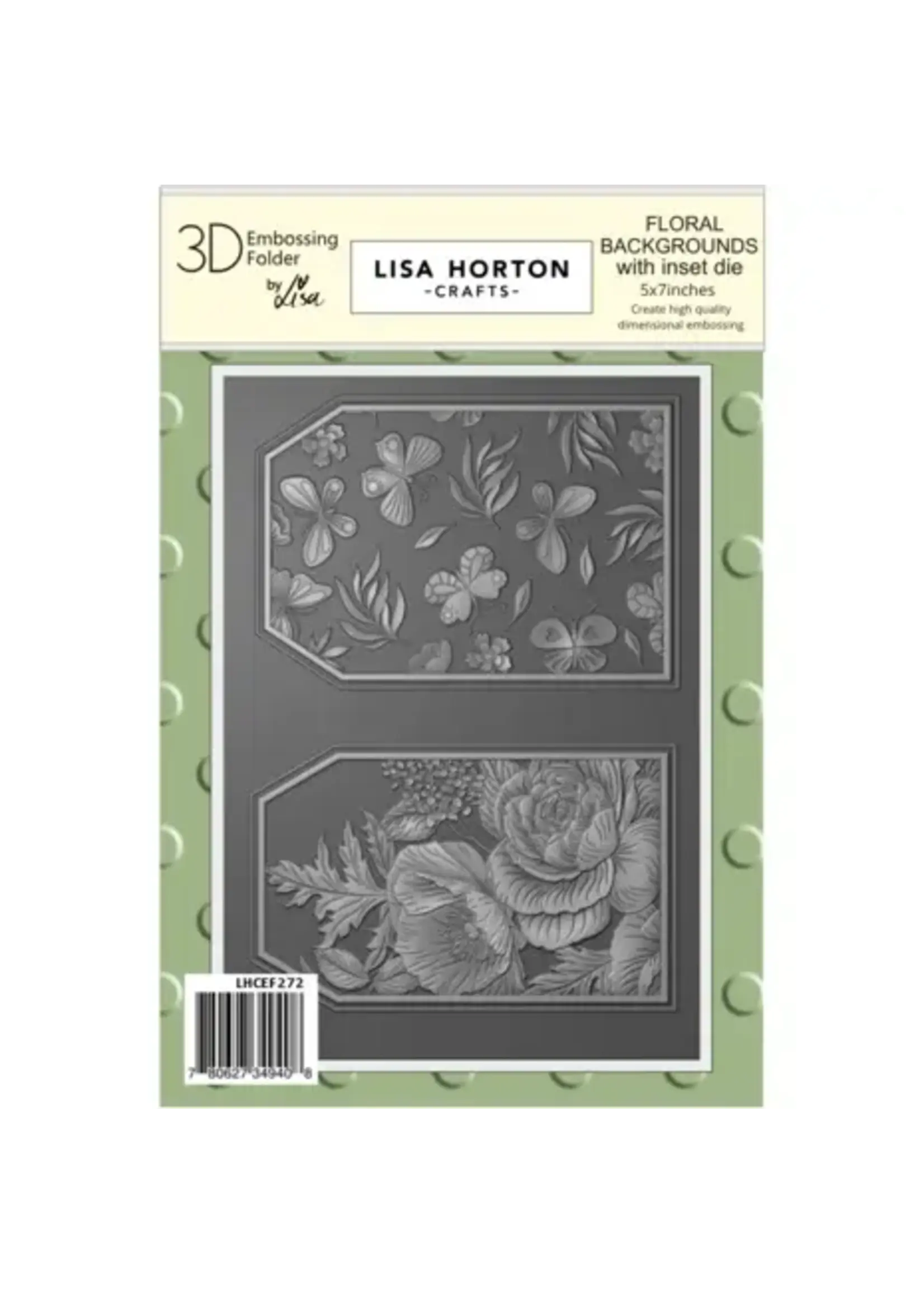Floral Backgrounds 5x7 Inch 3D Embossing Folder with Integrated Die (LHCEF272)