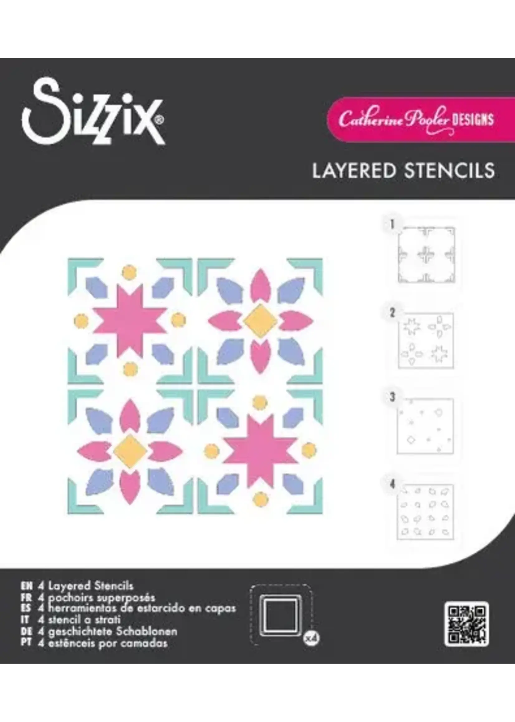 Mini Layered Stencils Print & Pattern Patchework Tile (4pcs) by Catherine Pooler (667119)