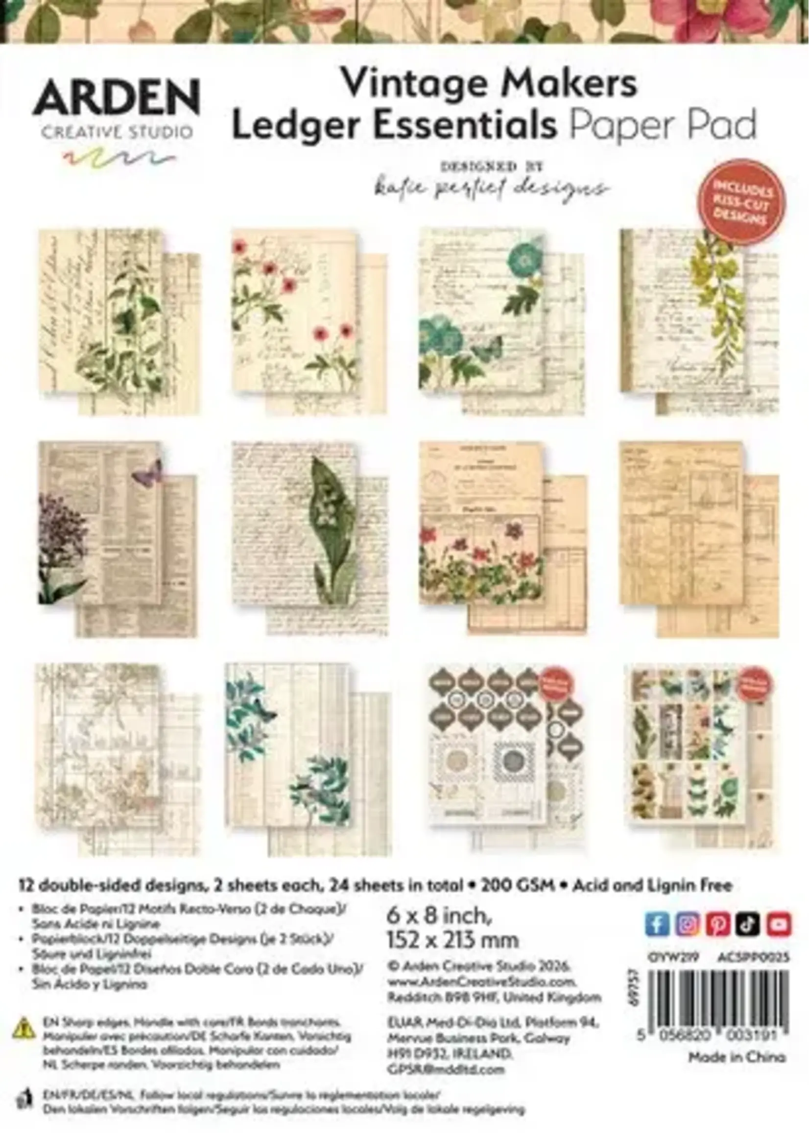 Vintage Makers Ledger Essentials 6x8 Inch Paper Pad by Katie Pertiet (ACSPP0025)