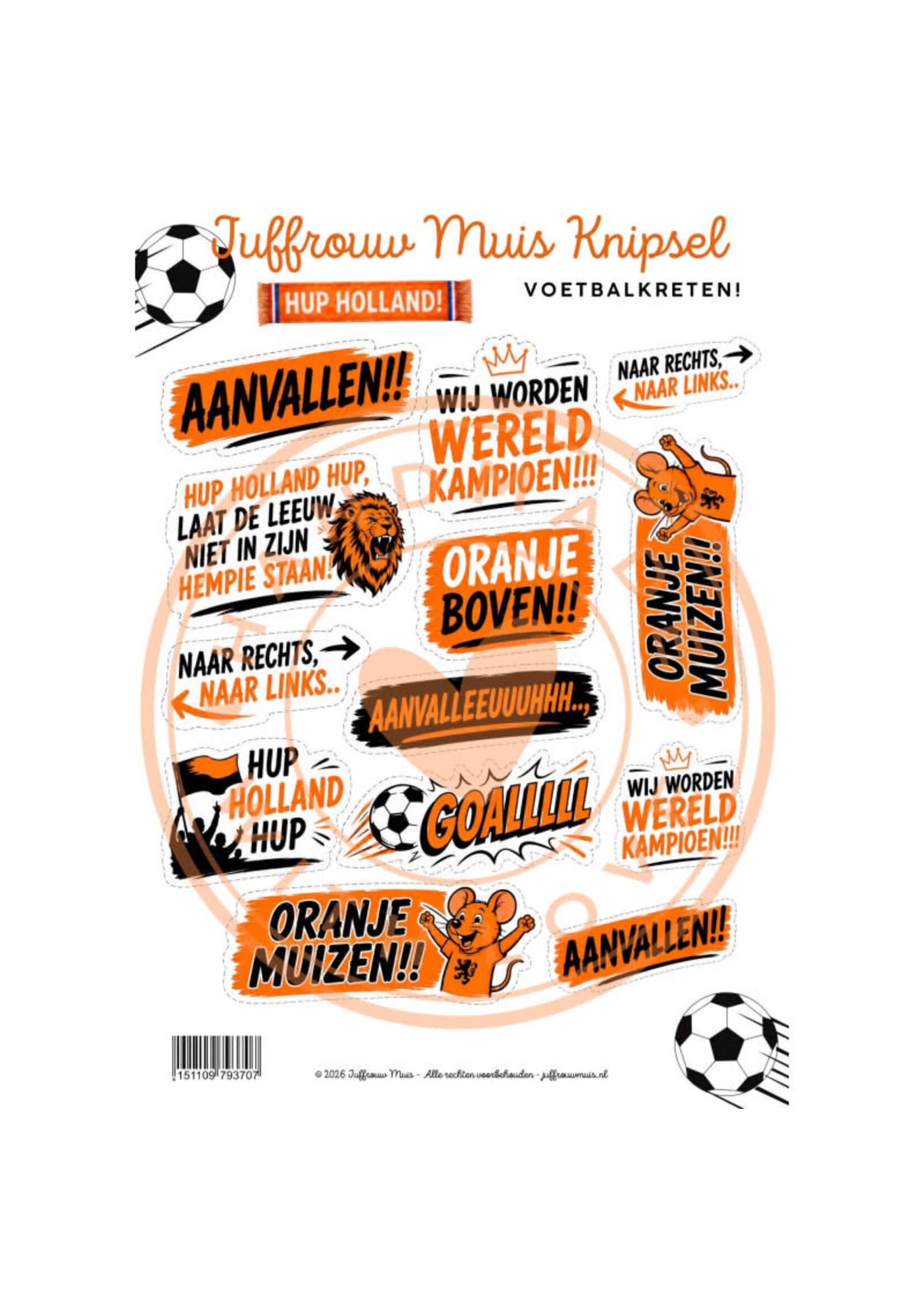 Juffrouw Muis Knipsel - Hup Holland - Voetbalkreten