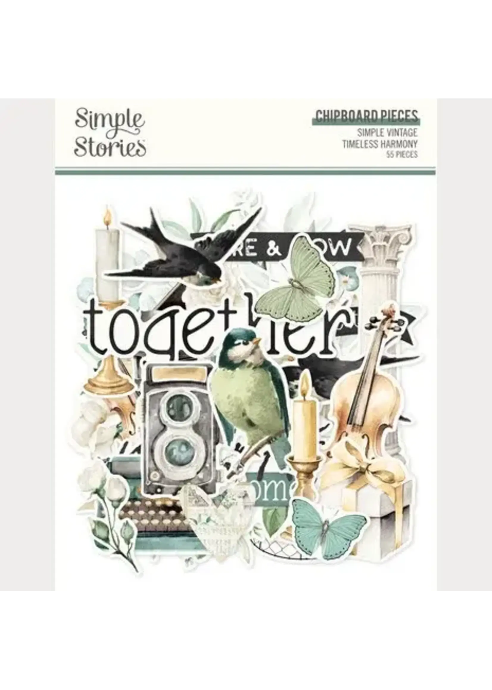 Simple Vintage Timeless Harmony Chipboard Pieces (27025)