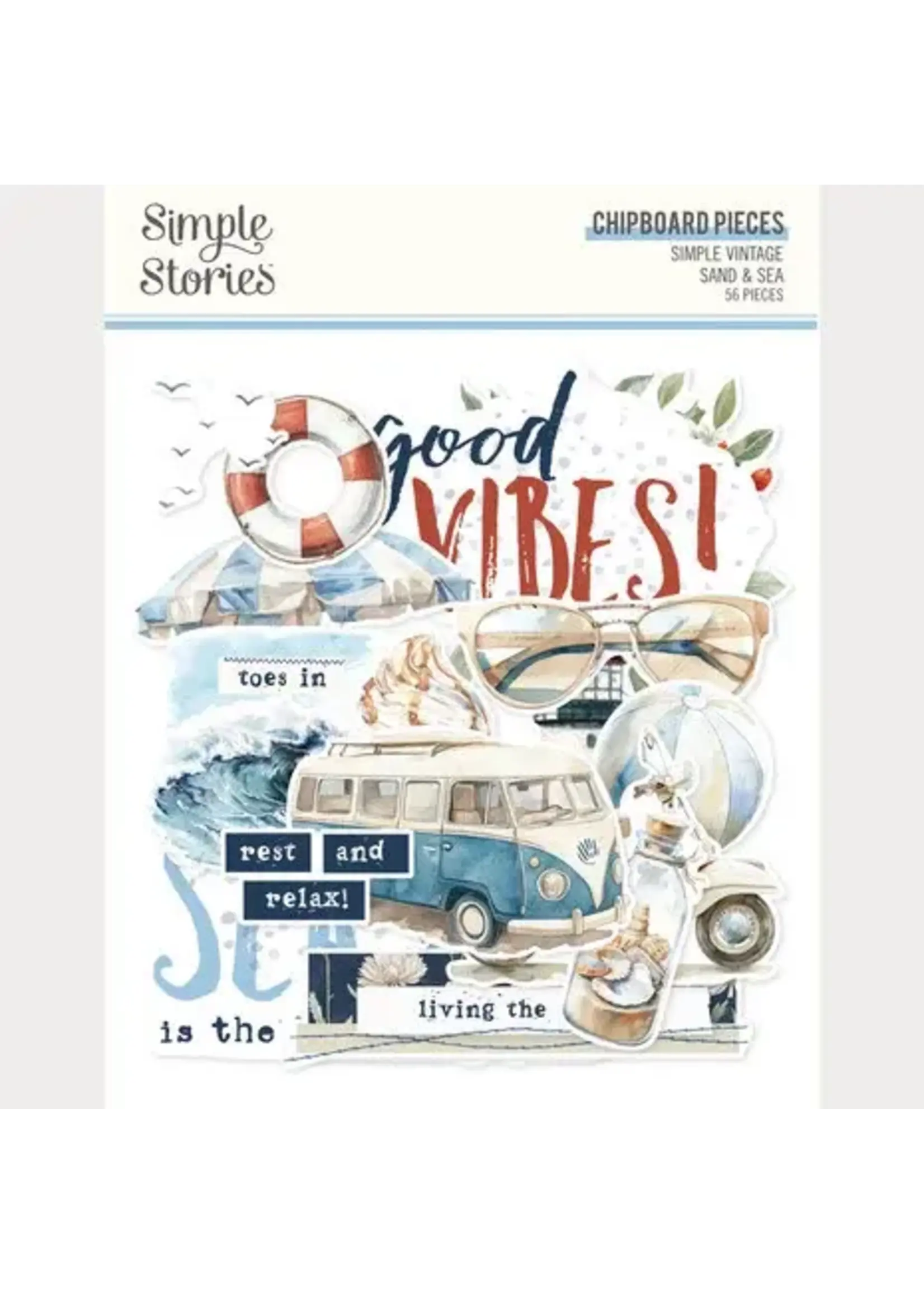 Simple Vintage Sand & Sea Chipboard Pieces (26925)