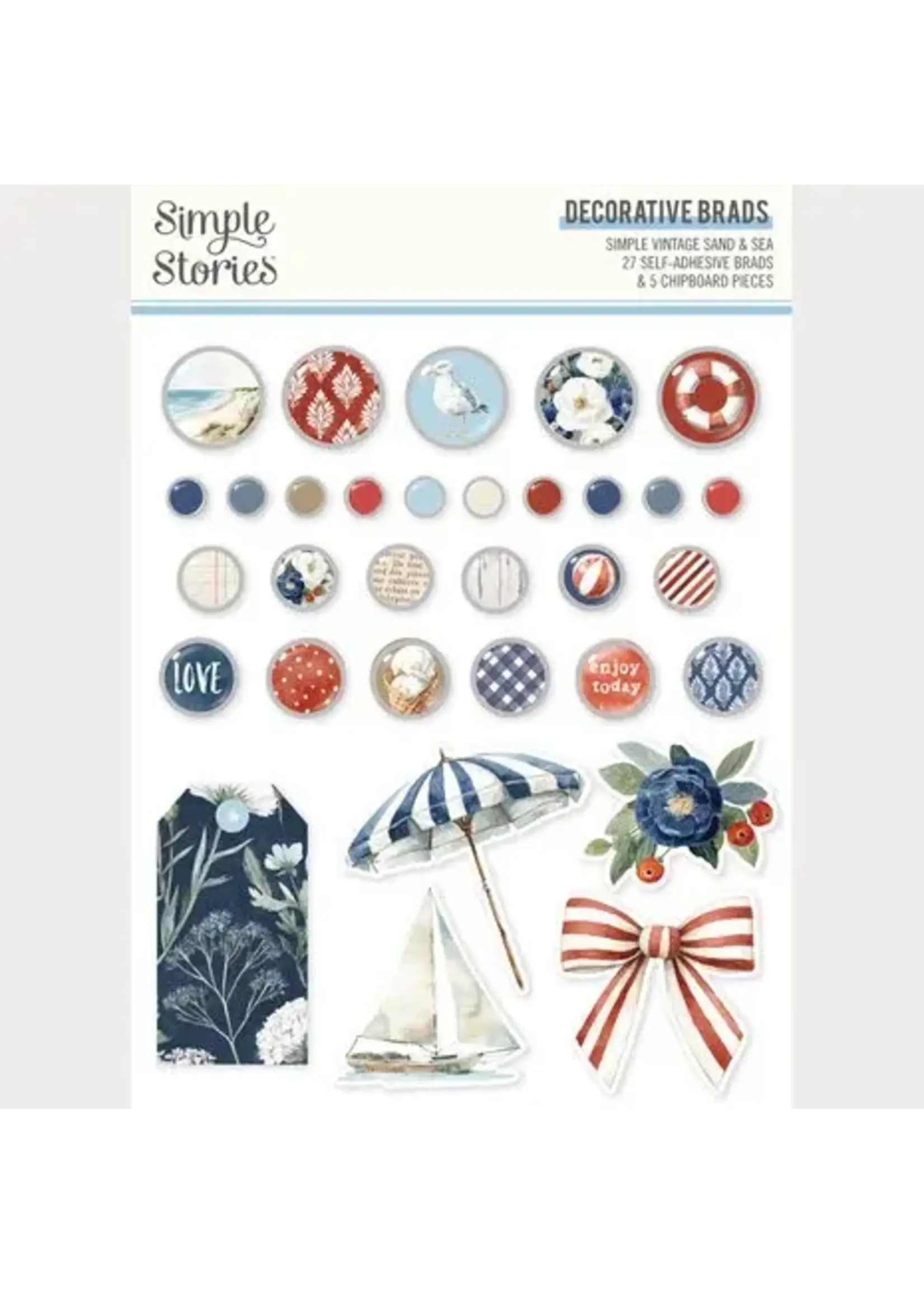 Simple Vintage Sand & Sea Decorative Brads (26931)