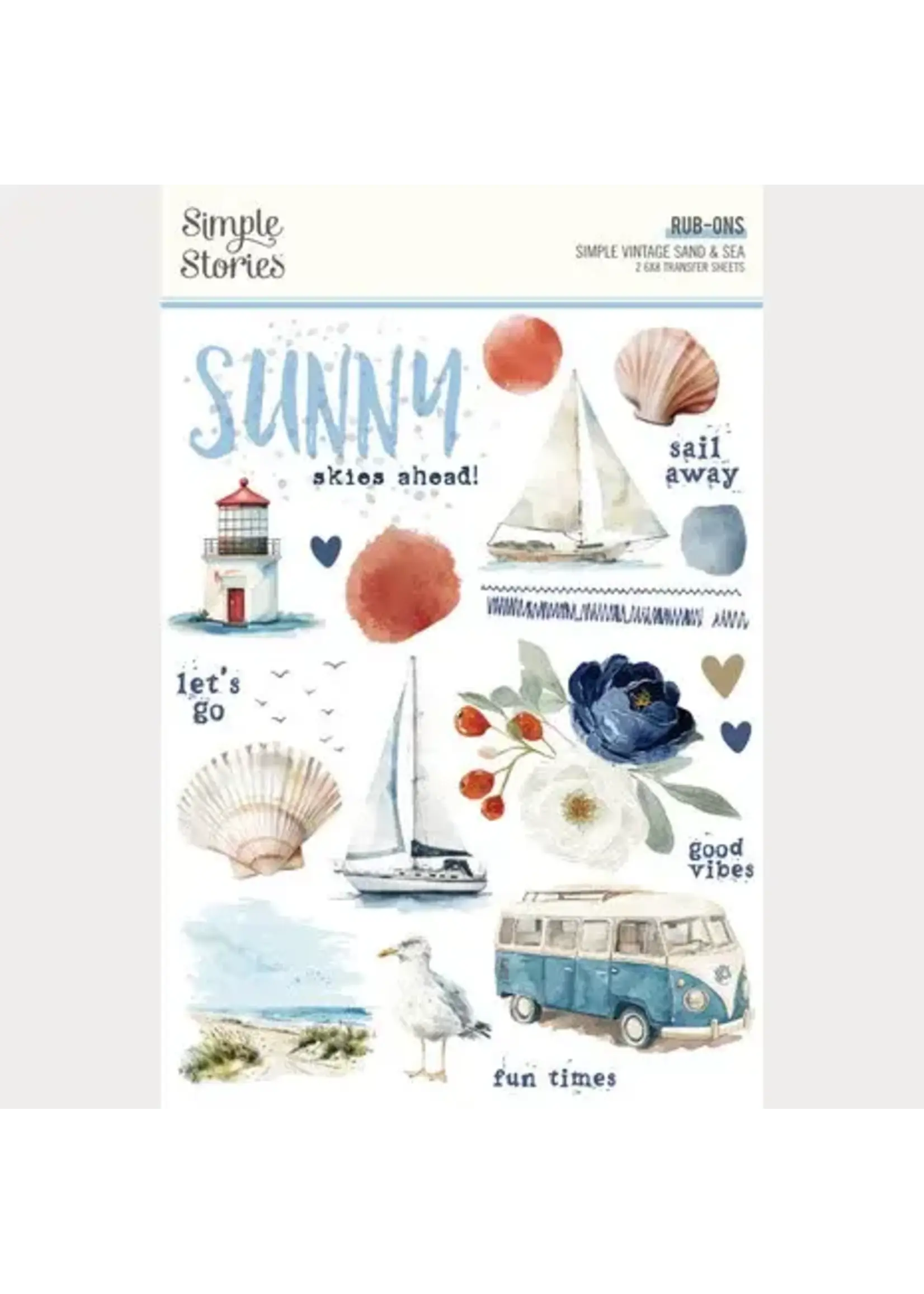 Simple Vintage Sand & Sea Rub Ons (26929)