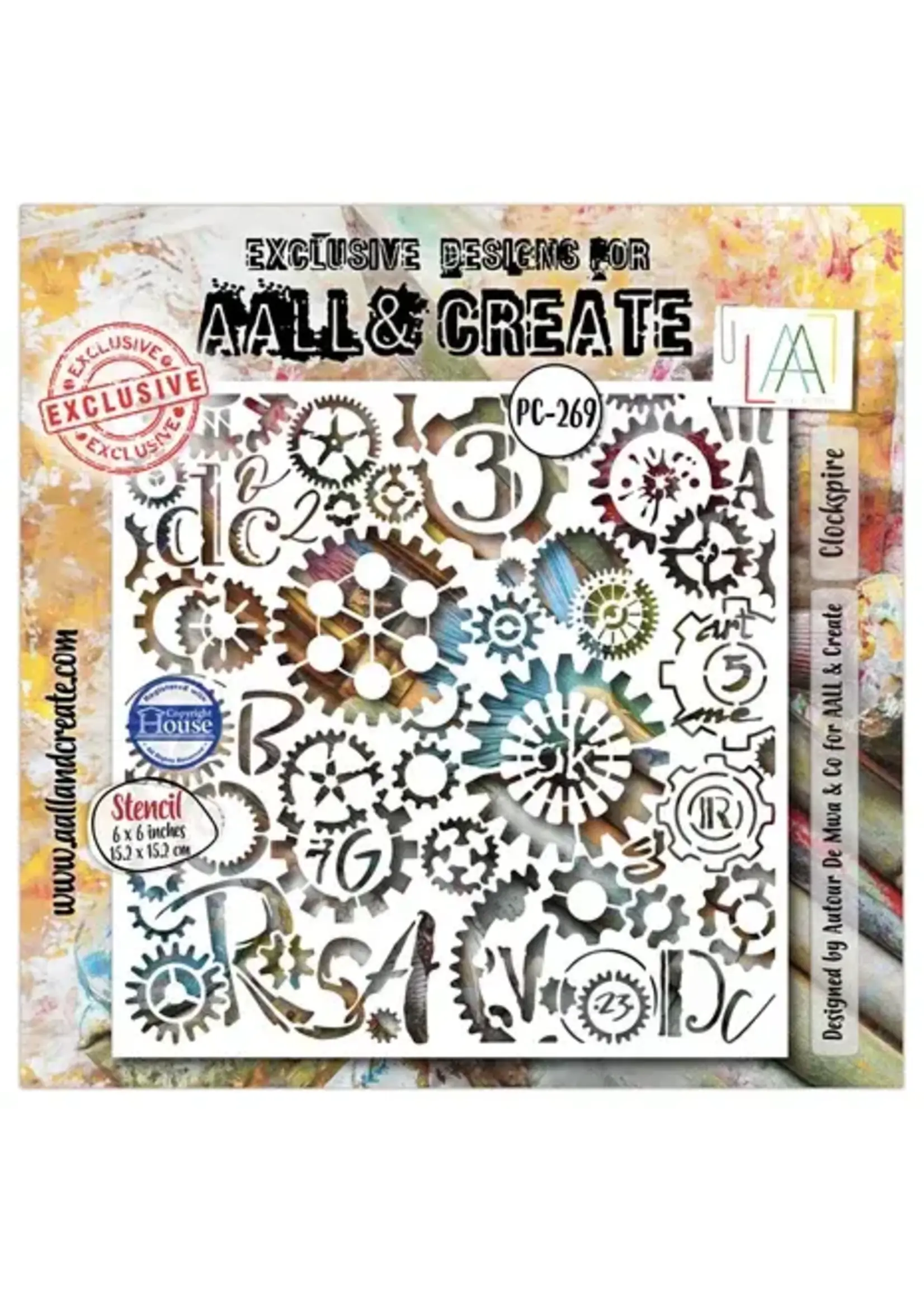 Steamheart Field 6x6 Inch Stencil Clockspire by Autour De Mwa & Co (AALL-PC-269)