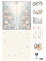 Fairybells combi knipvel voor pop-up en decoupage - zee blauw C zeepaardjes
