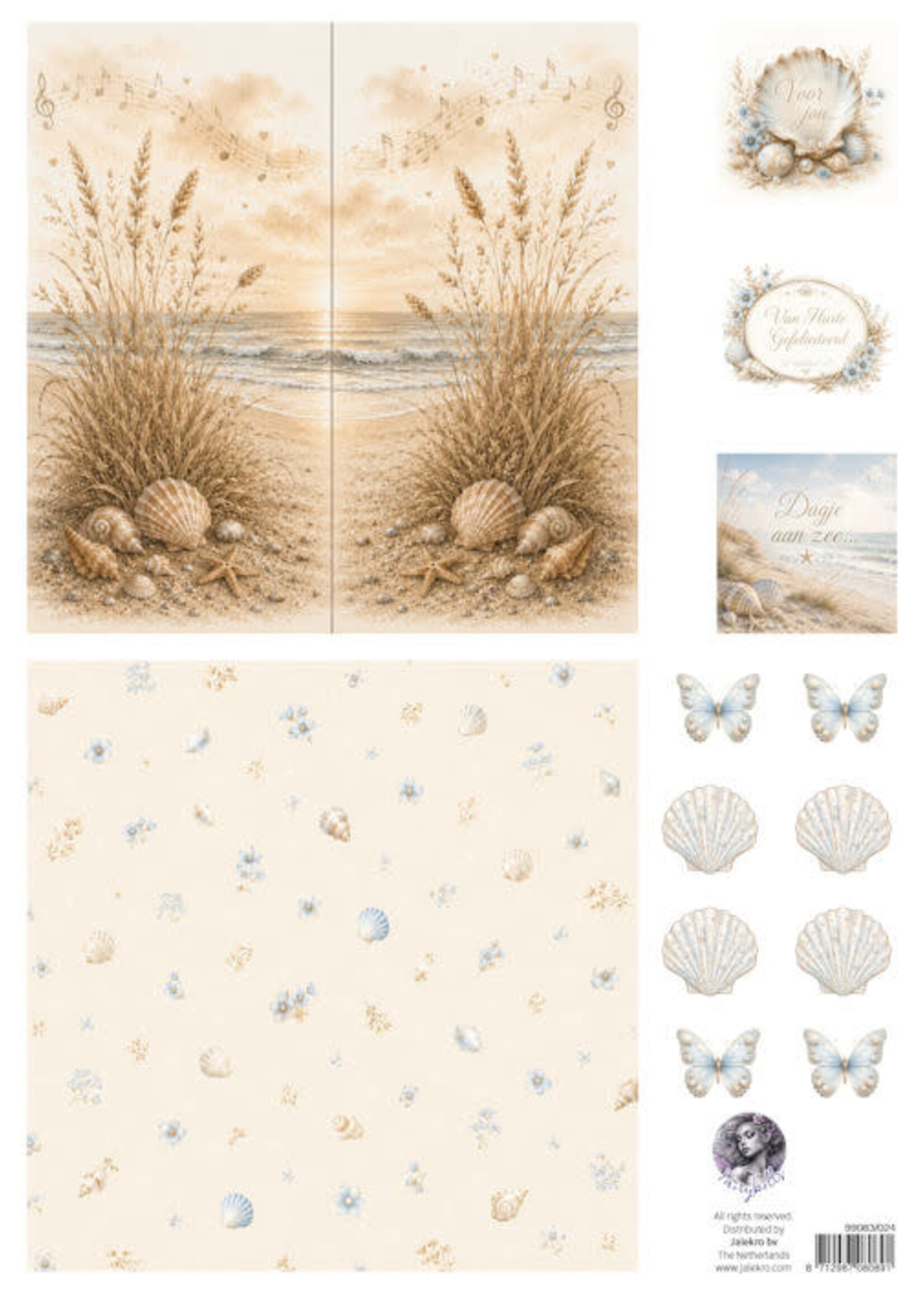 Fairybells combi knipvel voor pop-up en decoupage - strand beige C strand koren