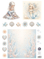 Fairybells combi knipvel voor pop-up en decoupage - zee blauw B zeemeermin