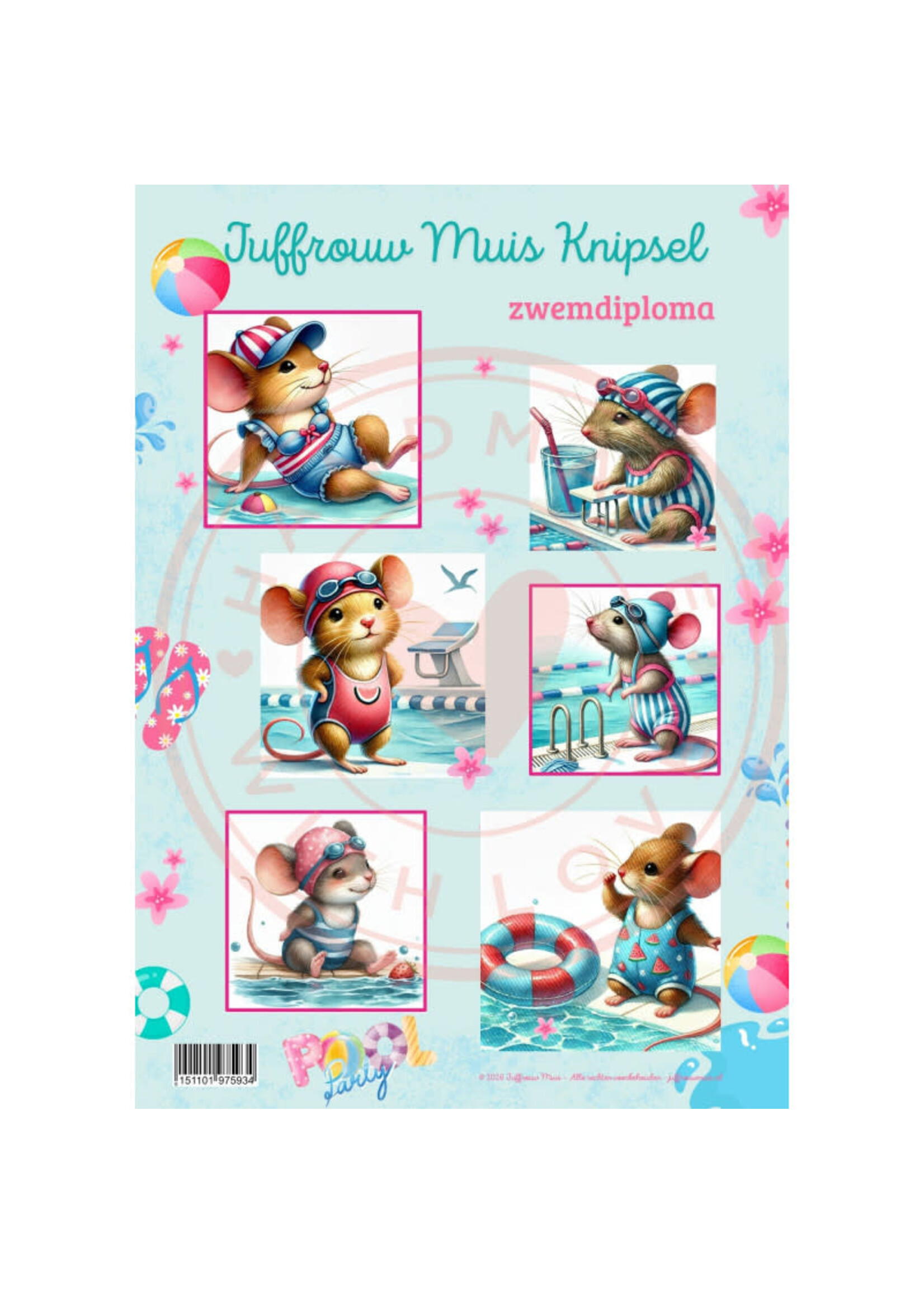 Juffrouw Muis Knipsel - Zwemdiploma