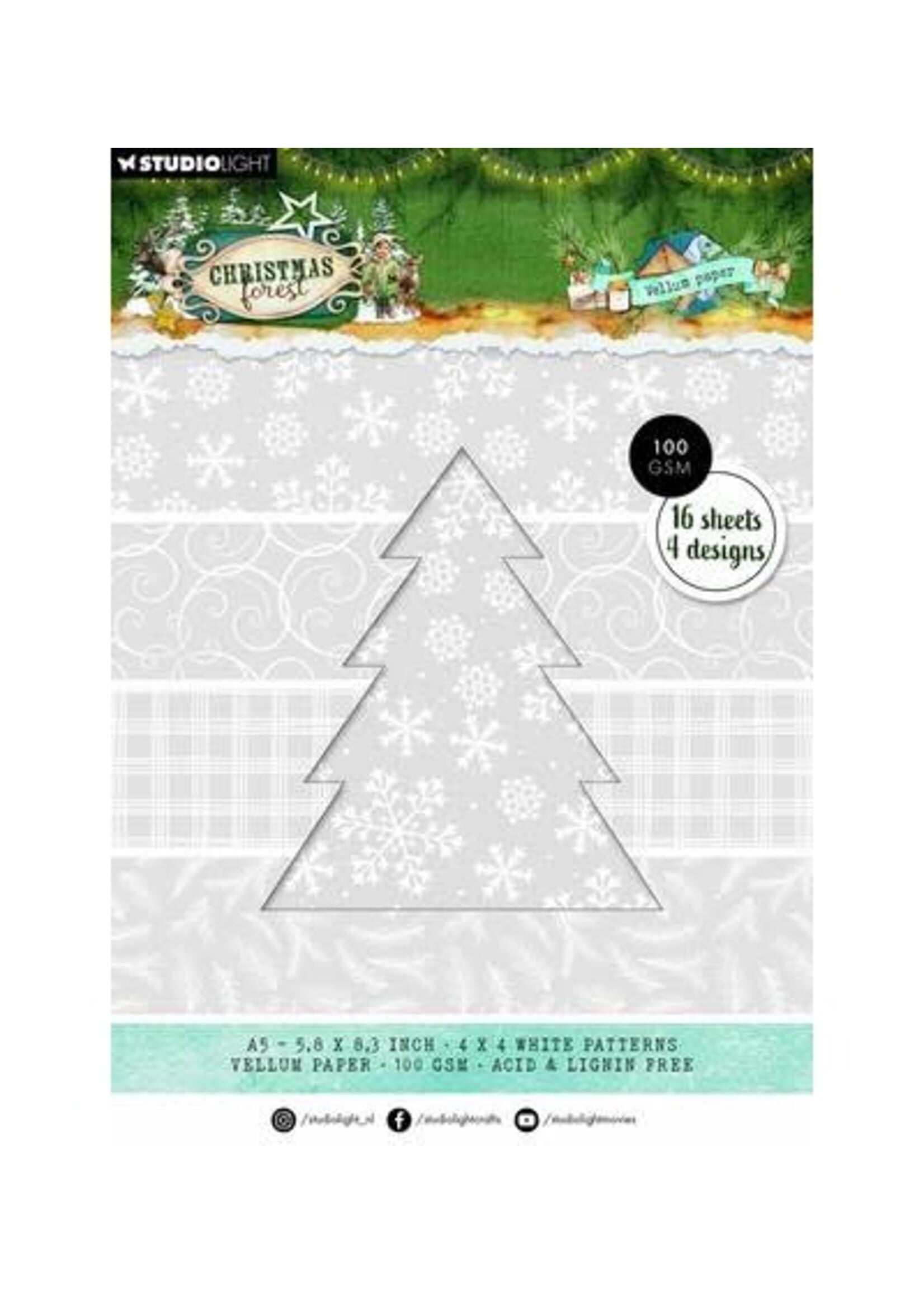 SL-CF-VPP479 - StudioLight Vellumpapierblok – Backgrounds Christmas Forest nr. 479