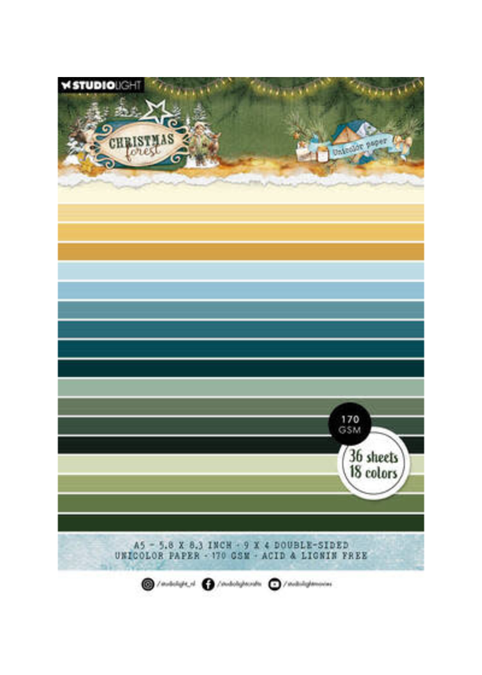 SL-CF-UPP478 - StudioLight Eenkleurig Papierblok – Unicolor Christmas Forest nr. 478