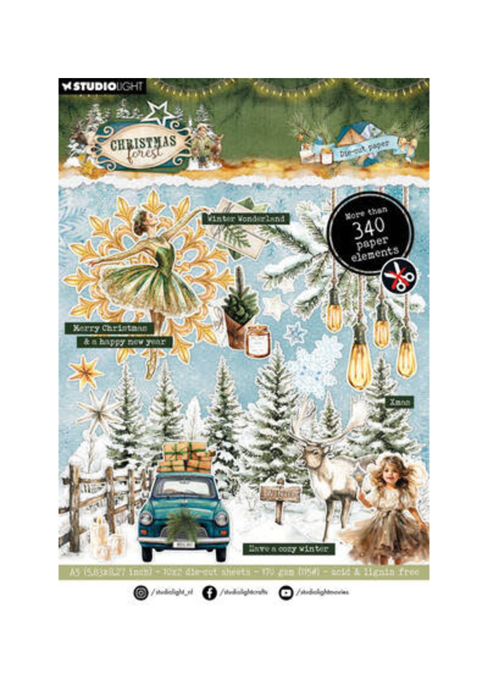 SL-CF-DCPP475 - StudioLight Die-Cut Paper Pad – Paper Elements Christmas Forest nr. 475