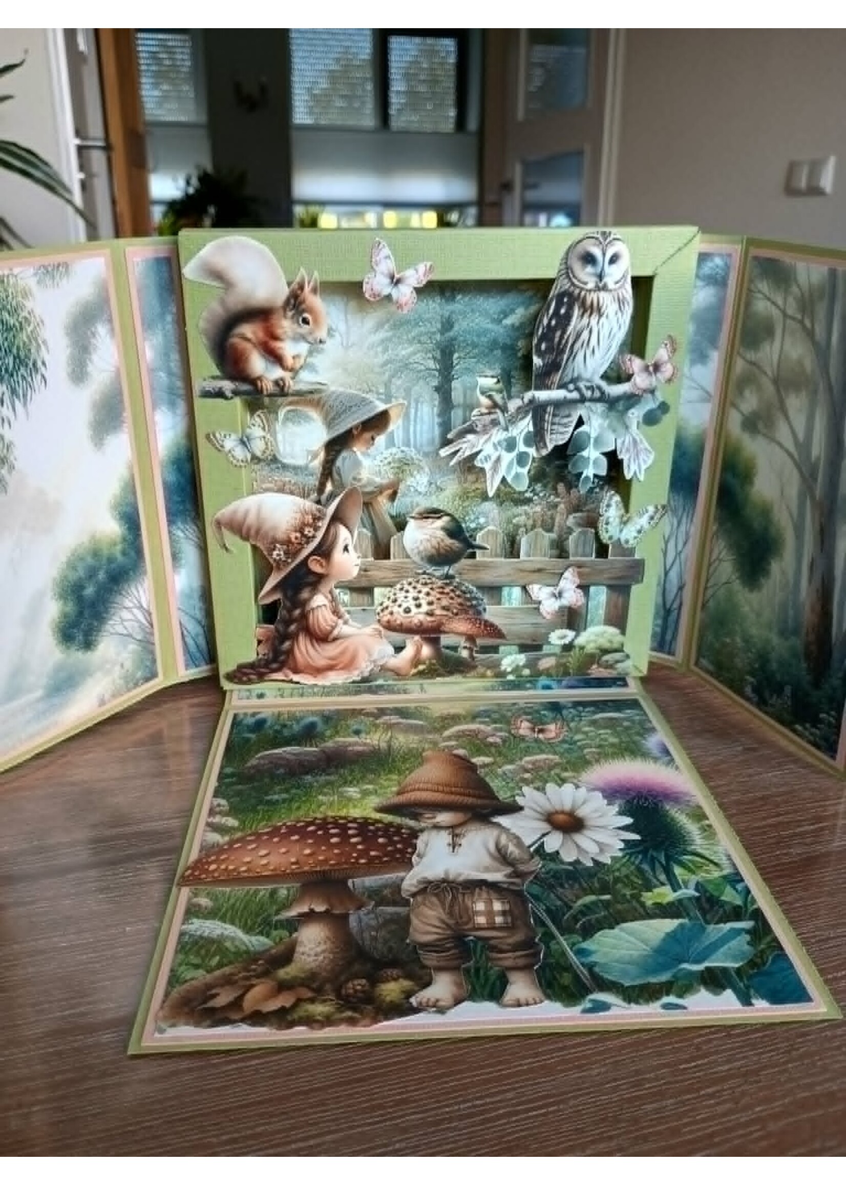 Shadowbox Flappen Kaart Melanie (let op je hebt voor deze kaart wel een shadowpunchboard nodig)
