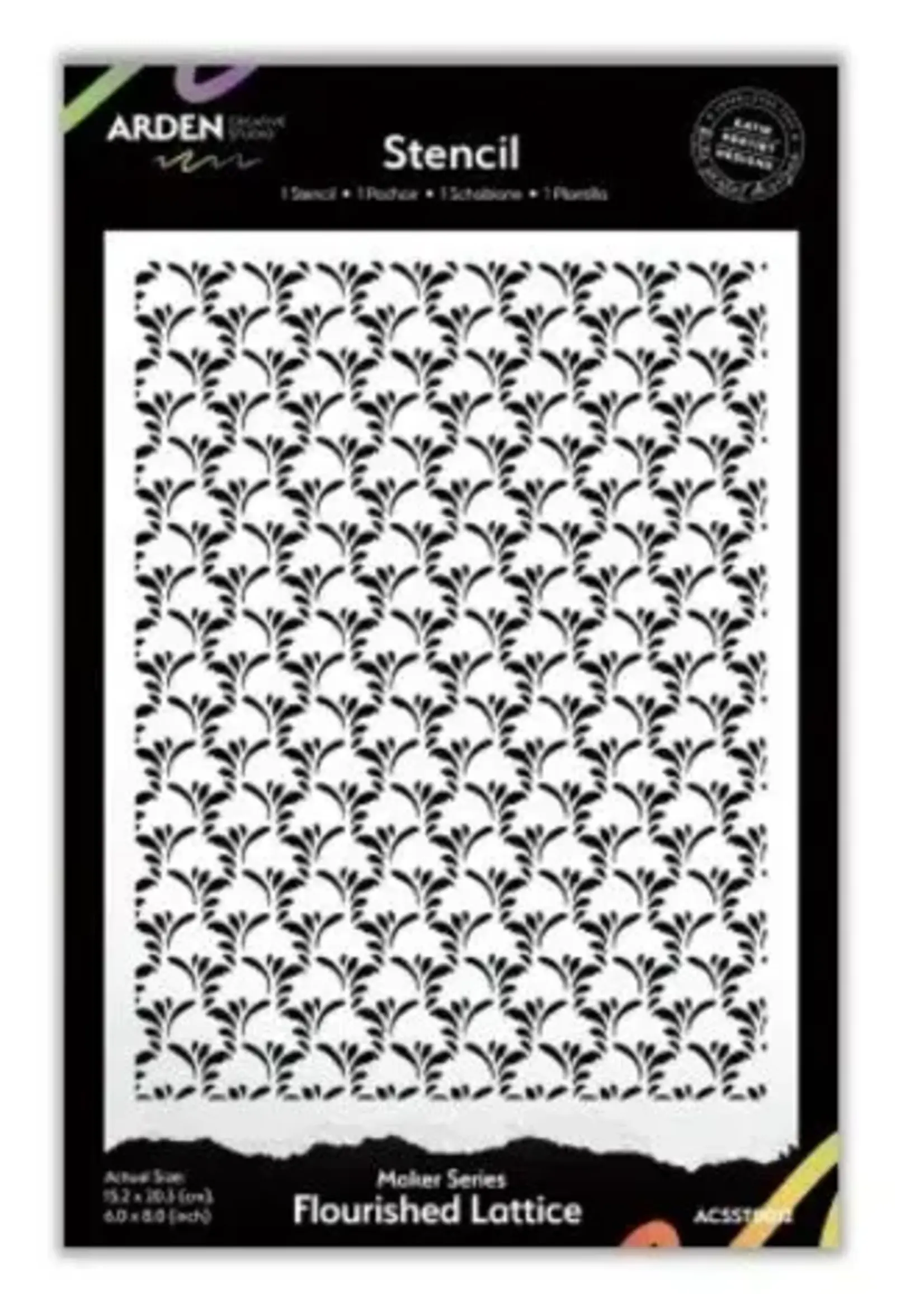 Maker Series 6x8 Inch Stencil Flourished Lattice by Katie Pertiet (ACSST0012)