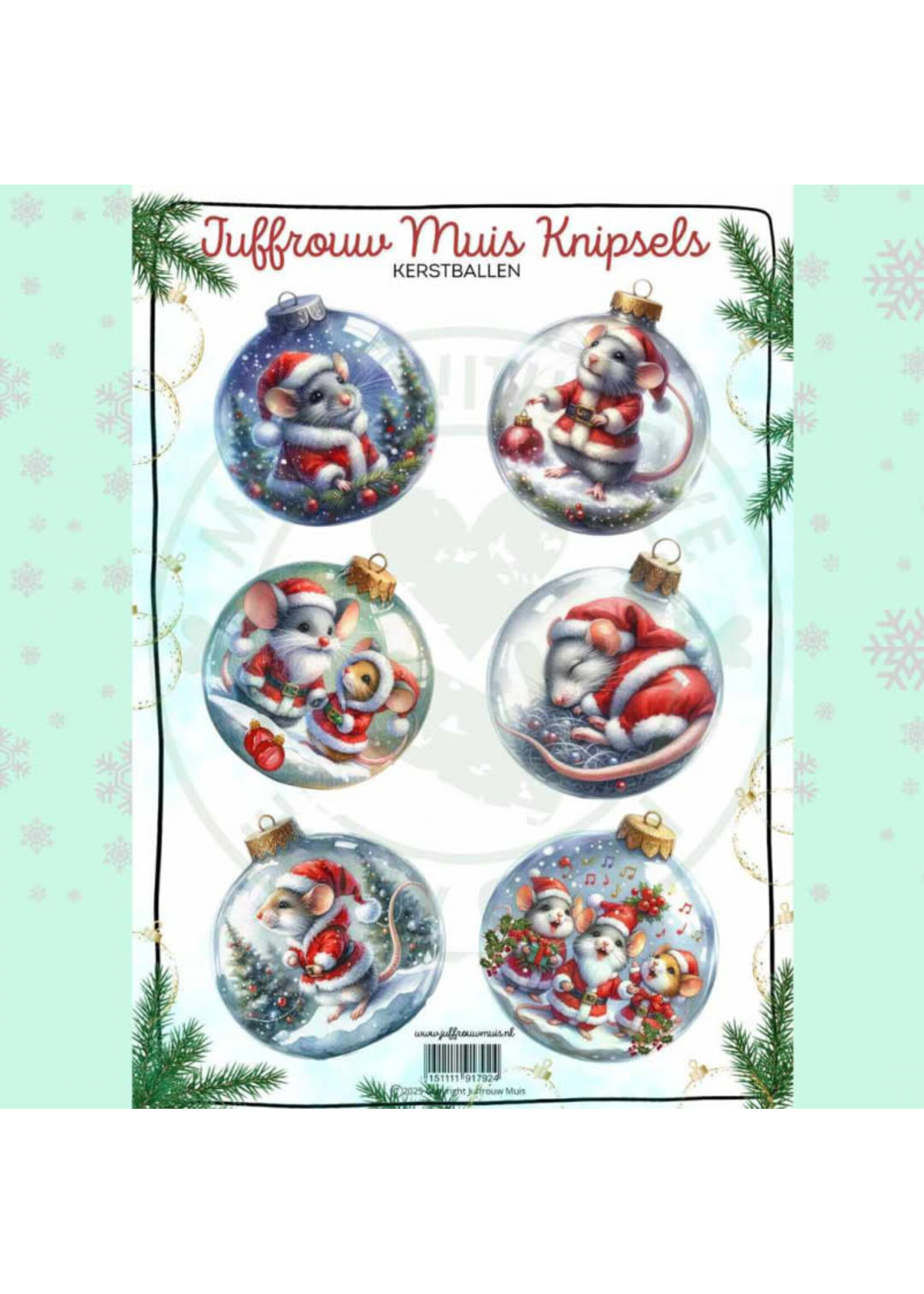 Juffrouw Muis Knipsel - Kerstballen