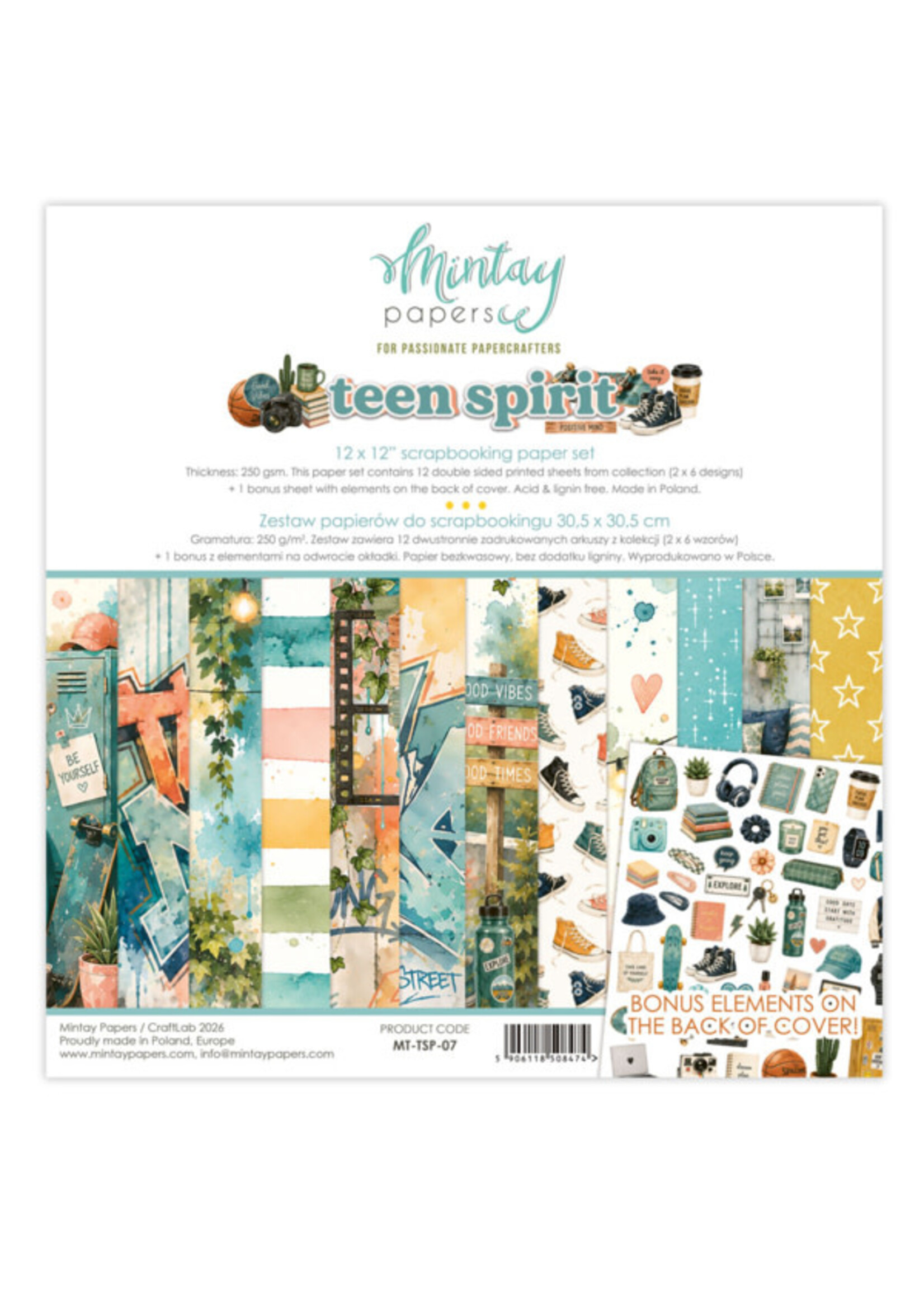 12 x 12 Papieren Set - Tienergeest