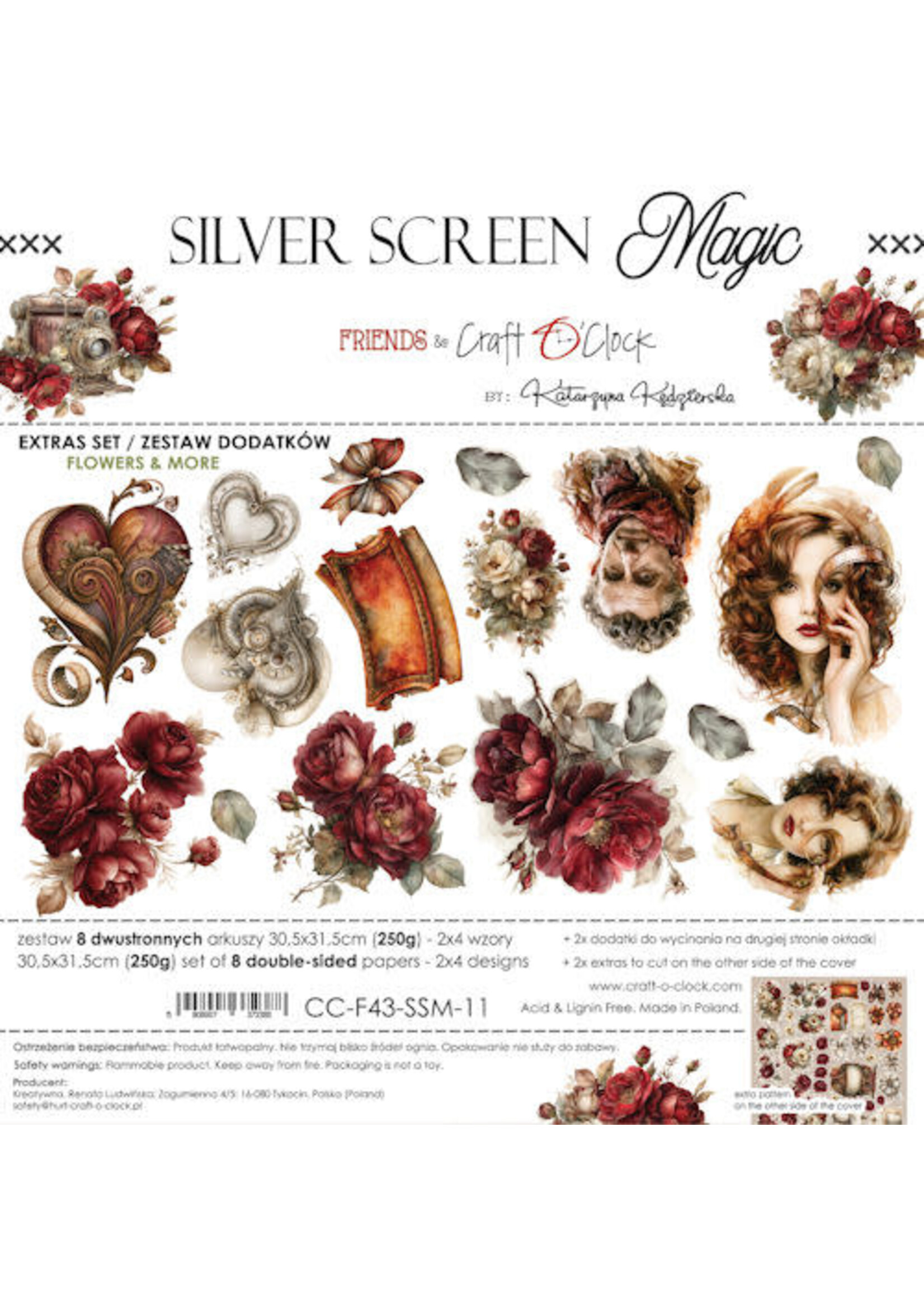 Craft O Clock Pre-order only Extras Set Flowers 30x30 cm Silver Screen Magic