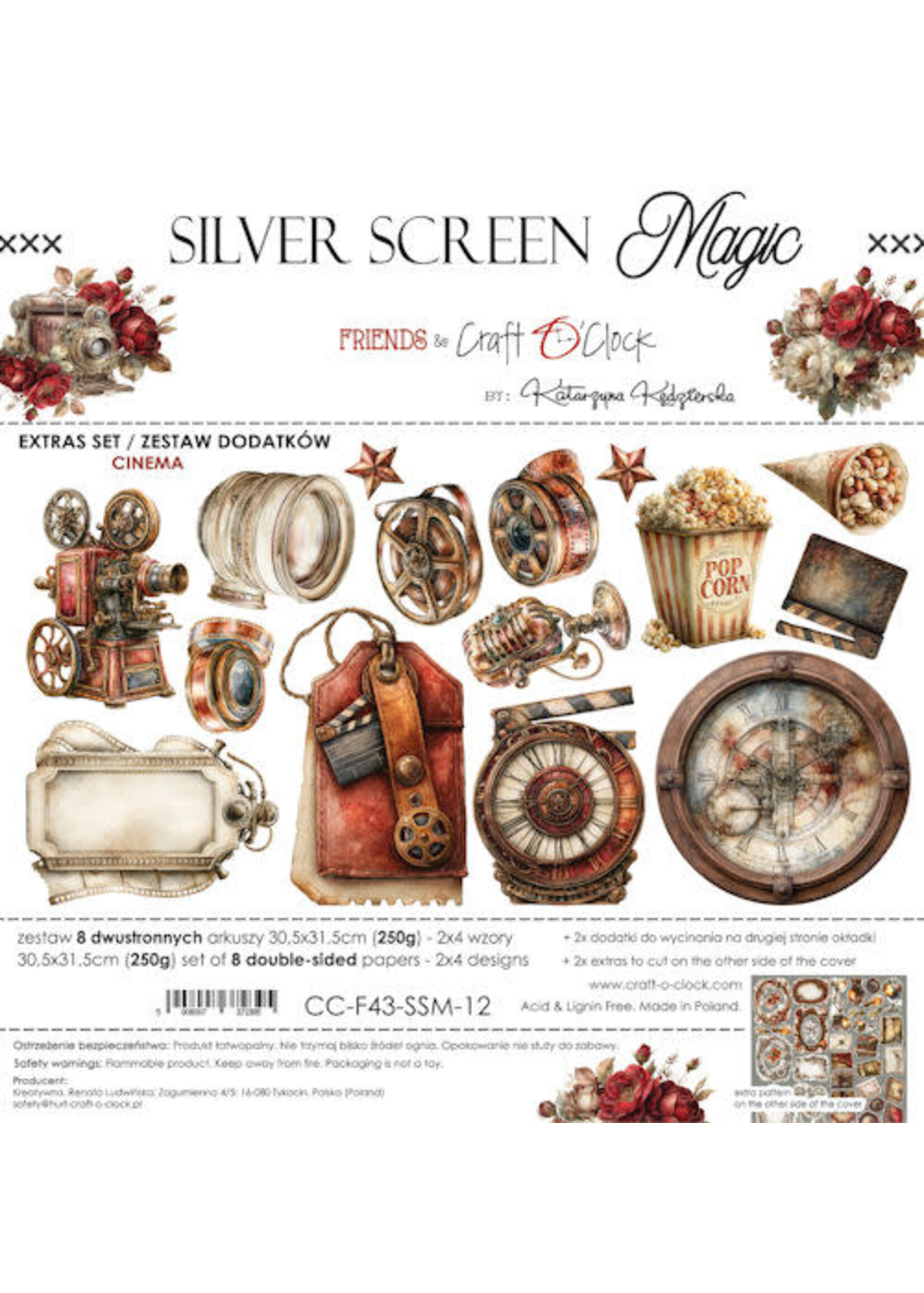 Craft O Clock Pre-order only Extras Set Cinema 30x30 cm Silver Screen Magic