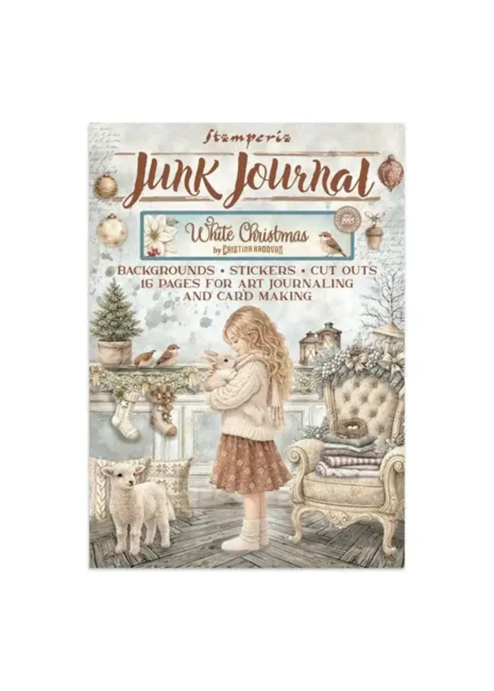 White Christmas Junk Journal Stickers, Backgrounds, Cut-Outs by Cristina Radovan (SBJK28)