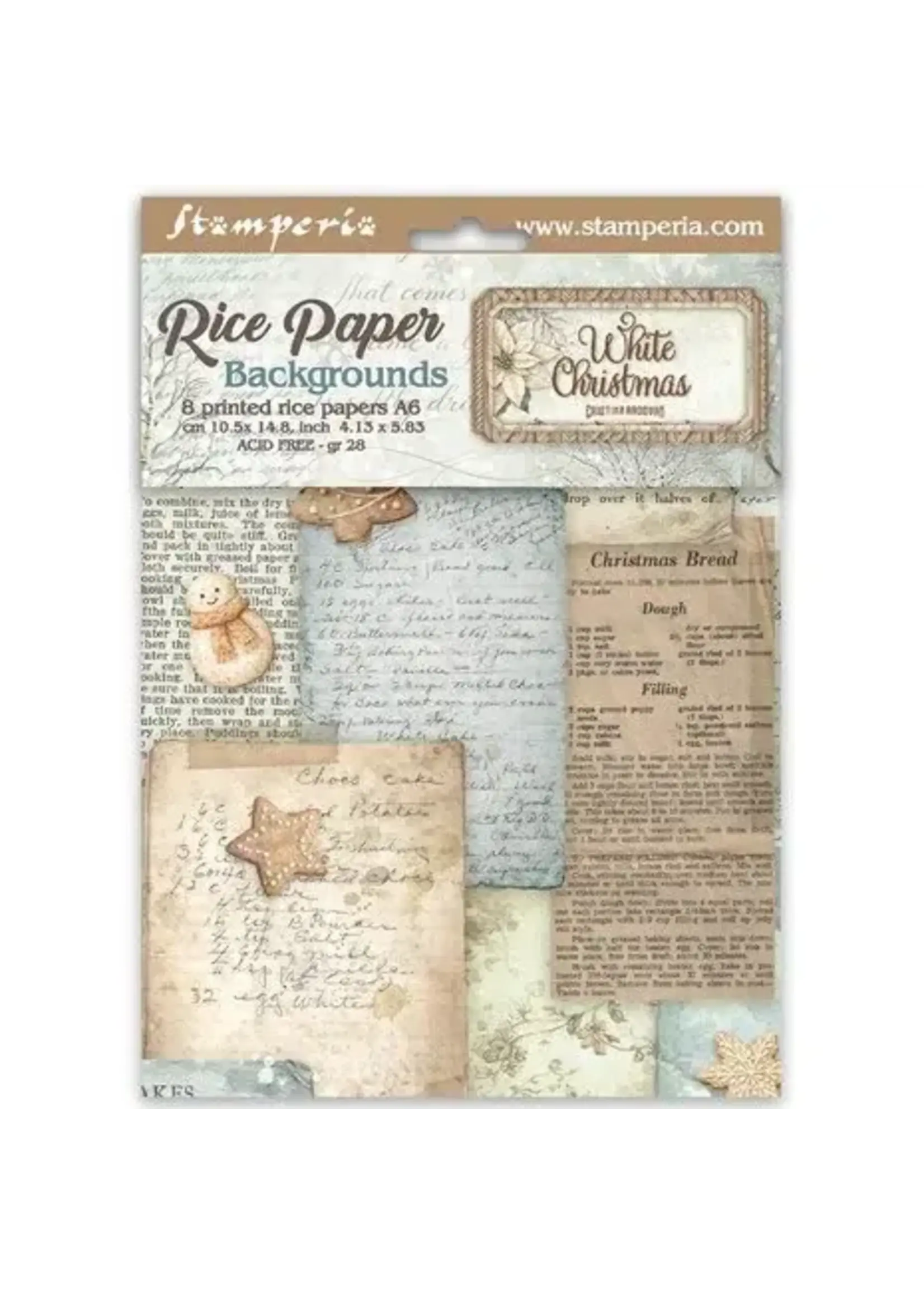 White Christmas A6 Rice Paper Backgrounds Selection (8pcs) by Cristina Radovan (DFSAK6059)